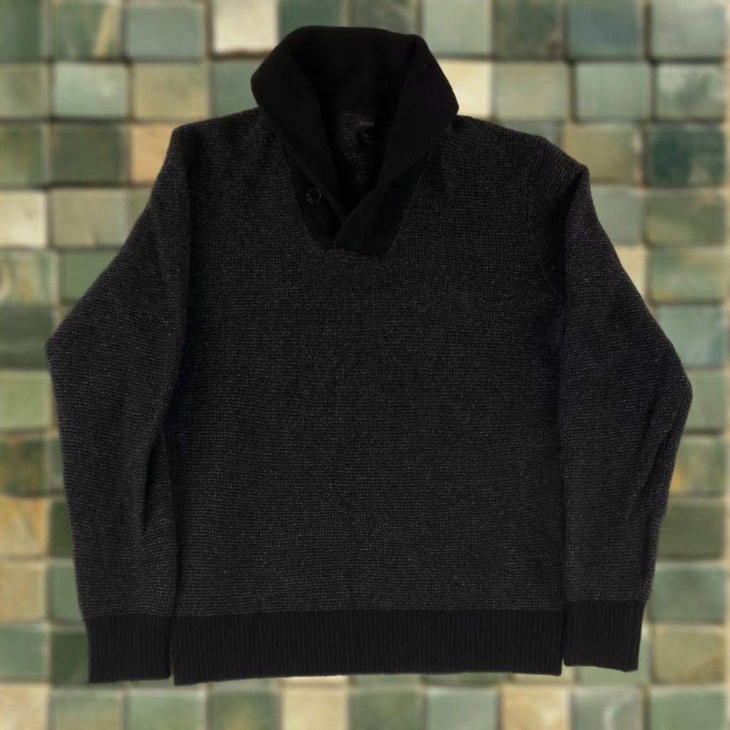J.Crew J.CREW Sweater M Mens 100% Wool Waffle Knit Shawl Collar Gray Pullover Shirt Size US M / EU 48-50 / 2 - 1 Thumbnail