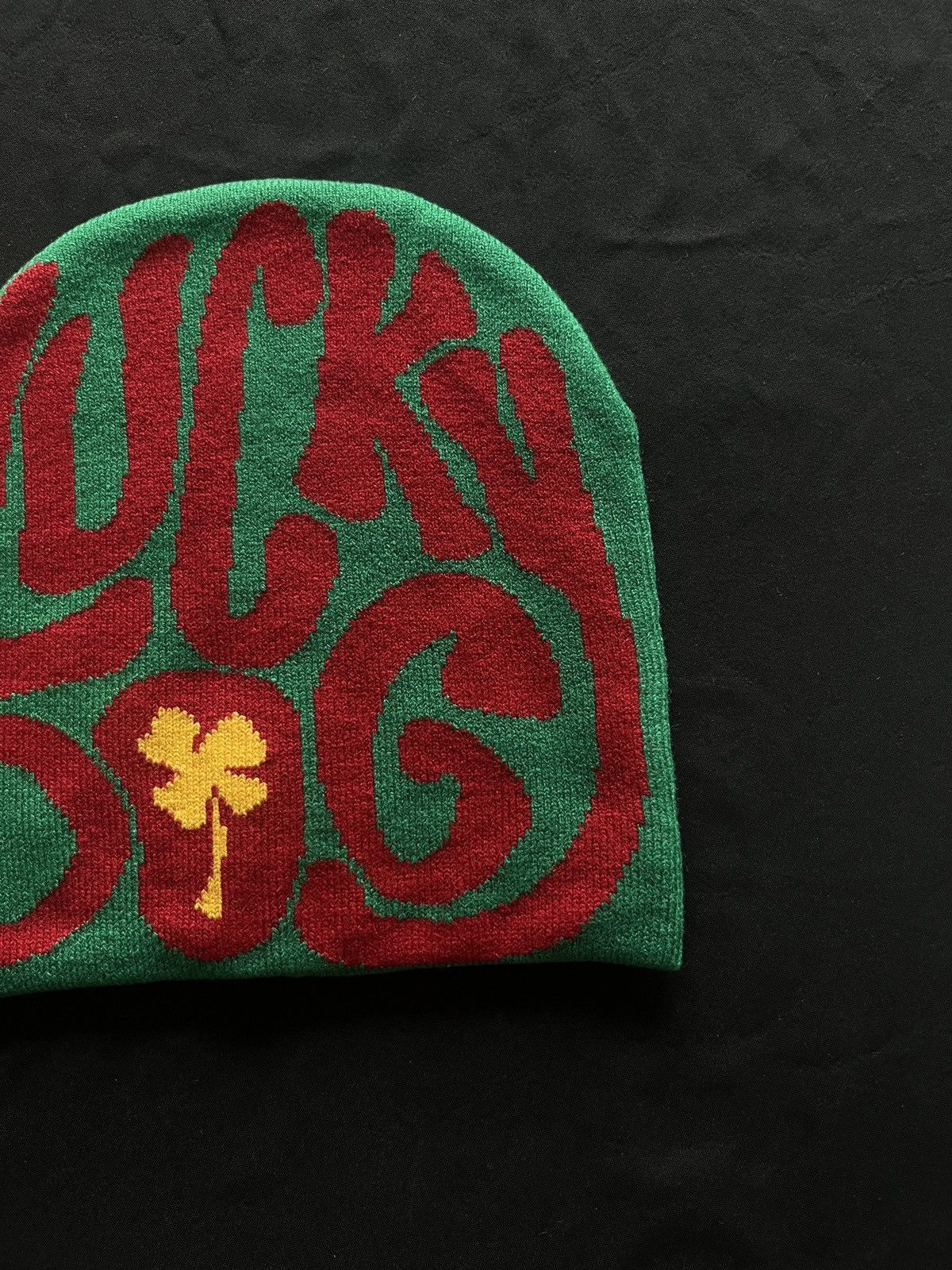 Japanese Brand Deadstock Lucky Dog Graphic No Cuff Knit Beanie Hat OS Size ONE SIZE - 3 Thumbnail