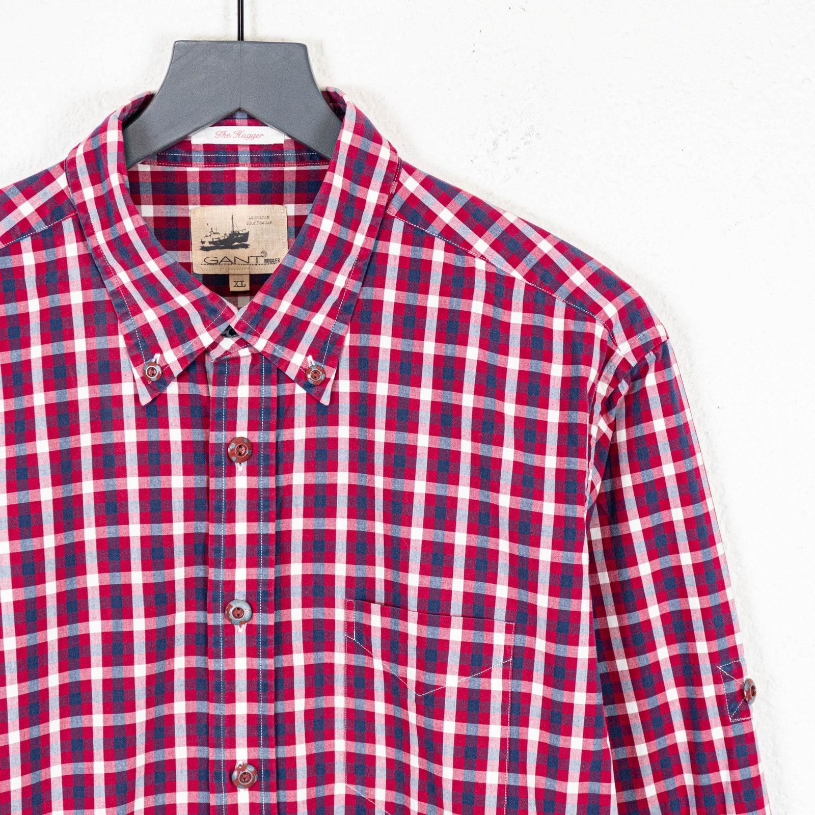 Gant GANT Rugger the HUGGER Button Down Shirt Red check XL Size US XL / EU 56 / 4 - 3 Thumbnail
