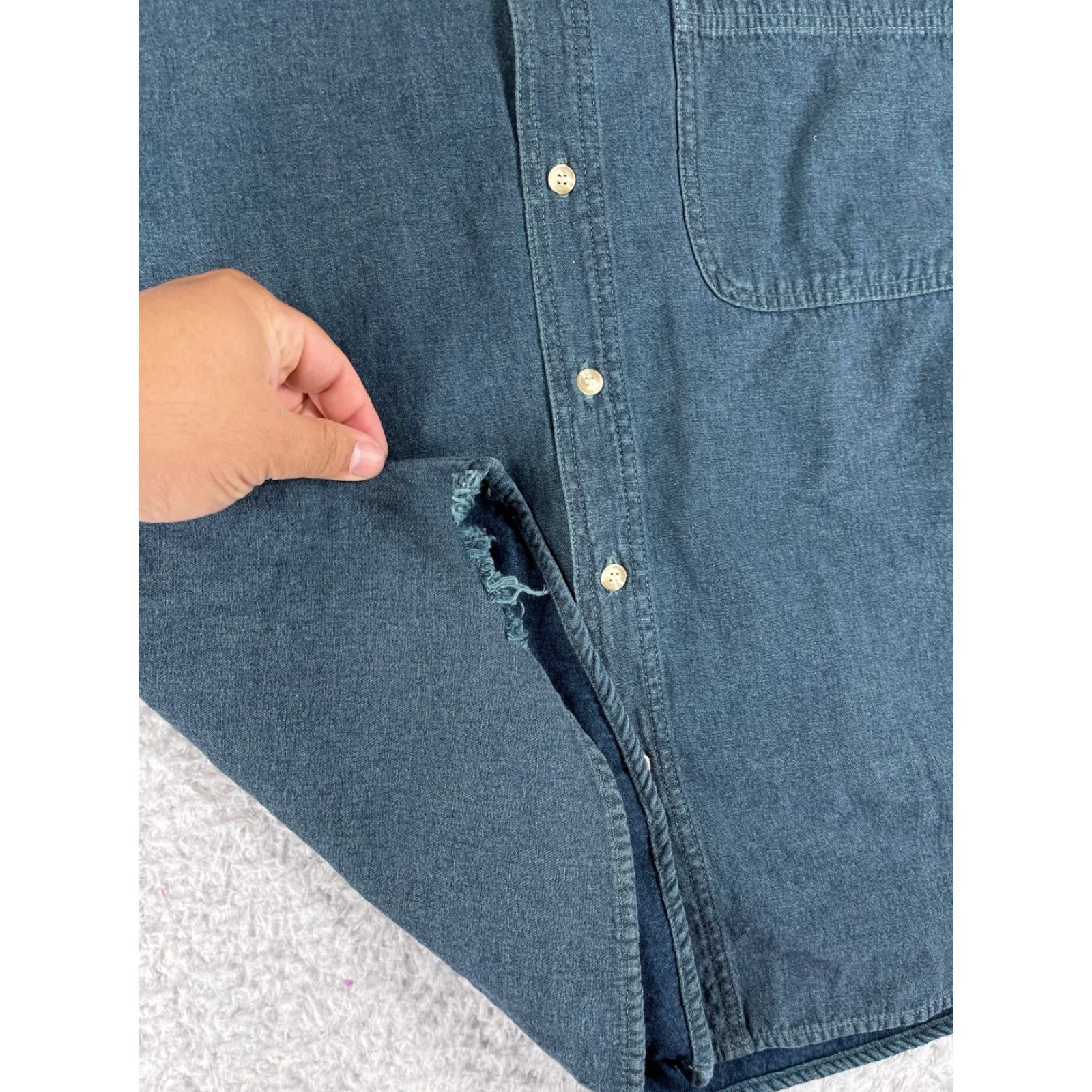 Anchor Blue Anchor Blue Denim Shirt Mens Medium Chambray Button-Up with Pockets 100% Cotton Vintage 90s Style Mens Apparel Size US M / EU 48-50 / 2 - 3 Thumbnail