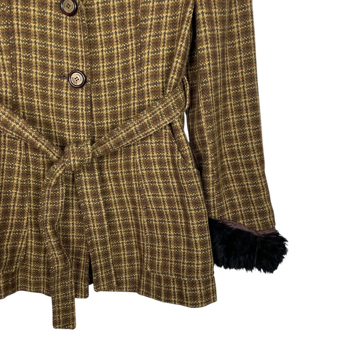 Other Spazio Jeans Plaid Wool Fur Jacket Size M / US 6-8 / IT 42-44 - 4 Thumbnail
