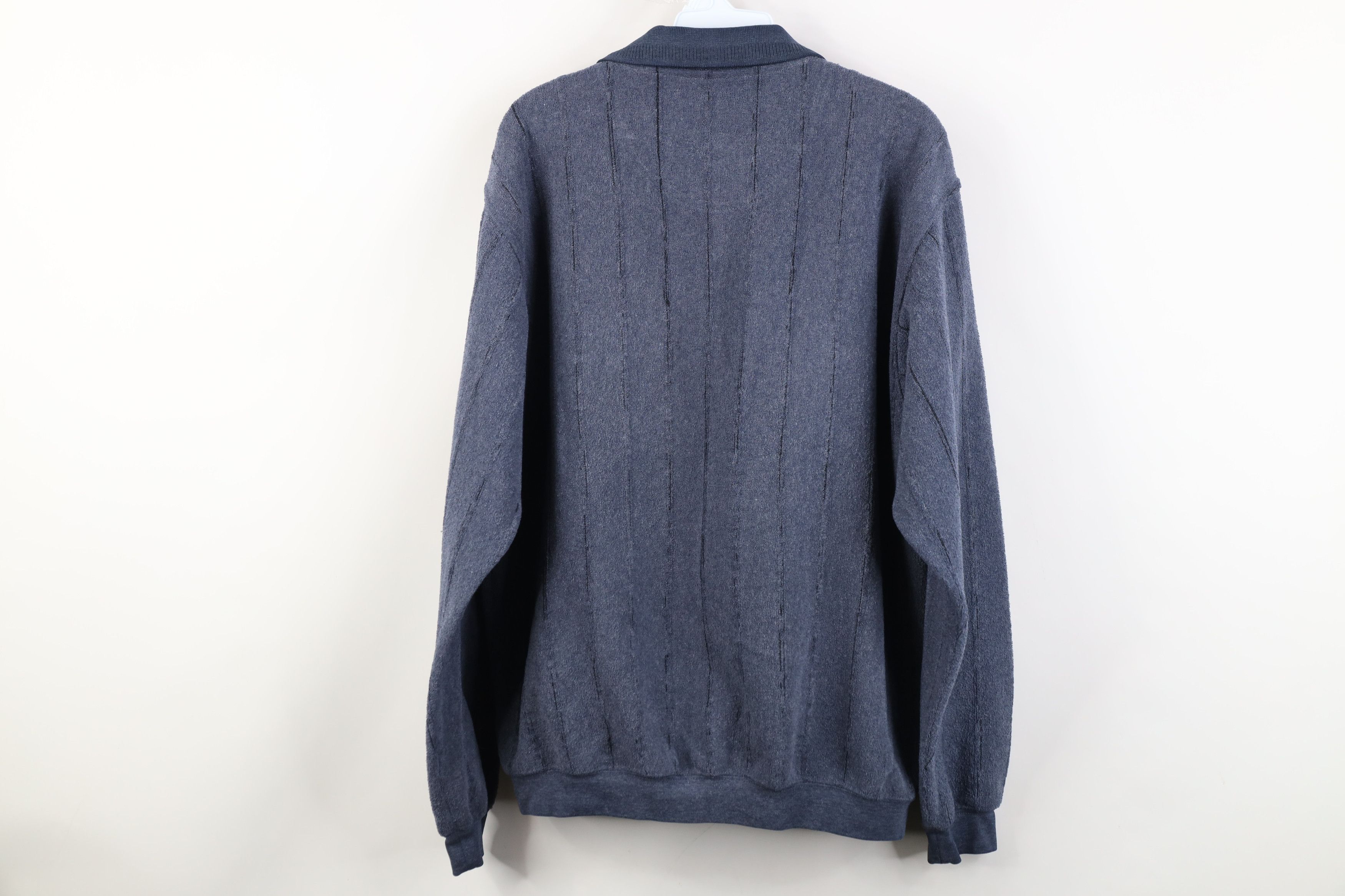 Vintage Vintage 90s Streetwear Fleece Collared Sweatshirt Blue Size US L / EU 52-54 / 3 - 10 Thumbnail