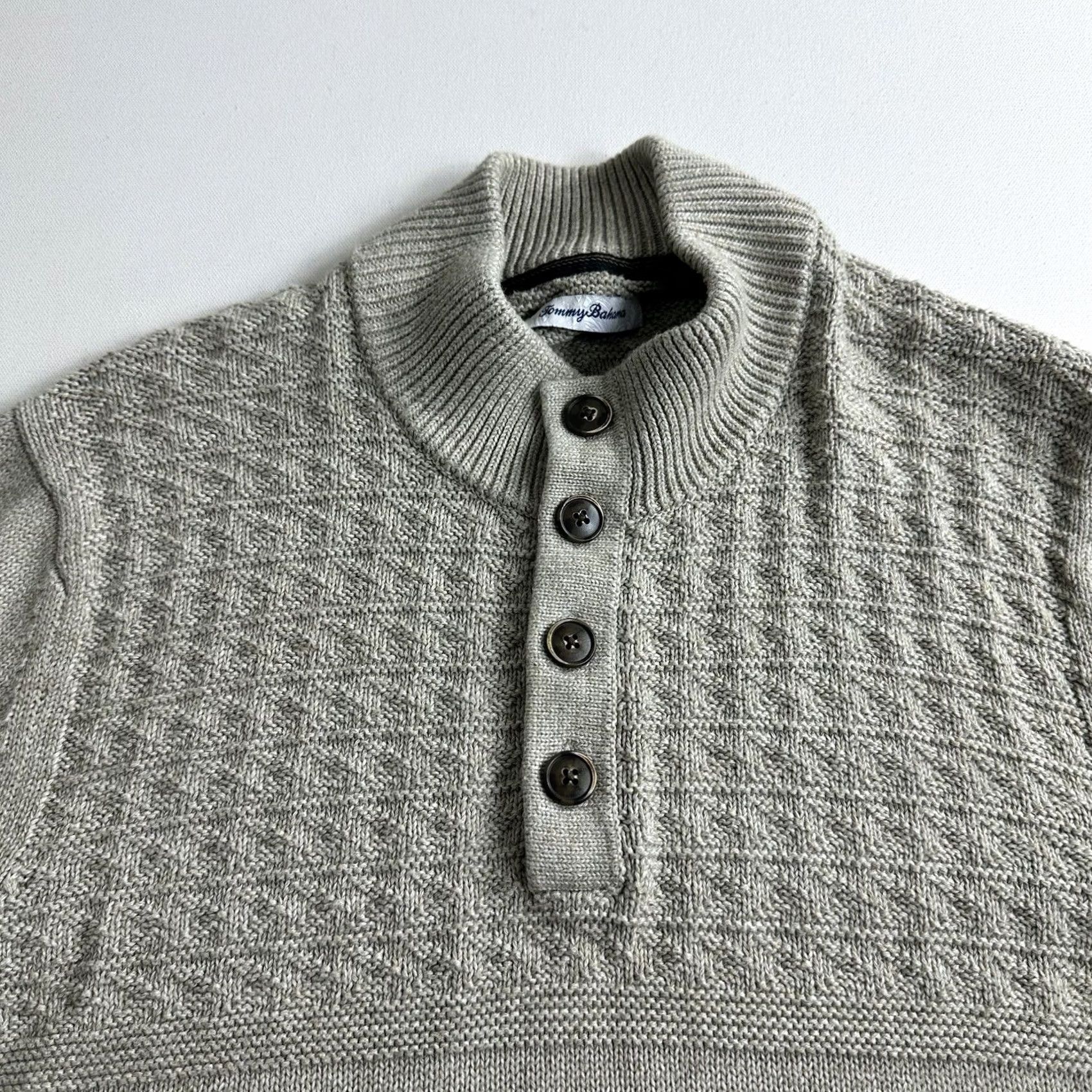 Tommy Bahama Tommy Bahama Sorrento Beach Button Mock Sweater Mens Size XL Beige Cable Knit Size US XL / EU 56 / 4 - 3 Thumbnail
