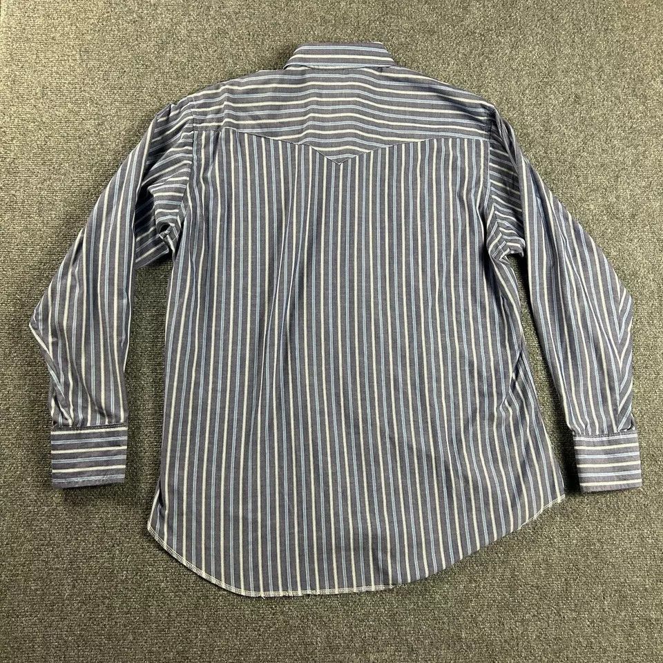 Vintage × Wrangler Wrangler Shirt Mens XL Striped Western Pearl Snap Long Tail Size US XL / EU 56 / 4 - 8 Thumbnail