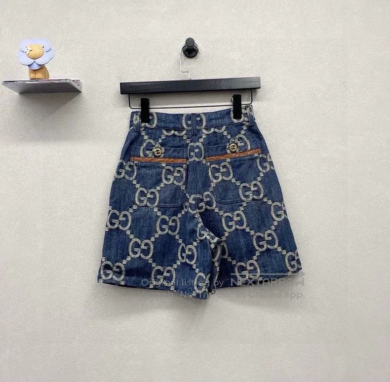 Gucci Gucci Blue full-print denim shorts Size 24" / US 00 / IT 34 - 2 Thumbnail