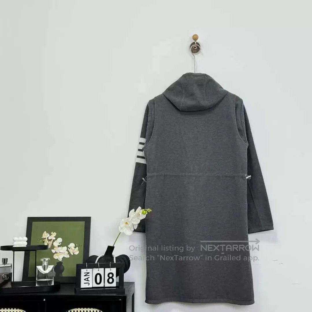Thom Browne gray four-stripe hooded trench coat. Size US M / EU 48-50 / 2 - 4 Thumbnail