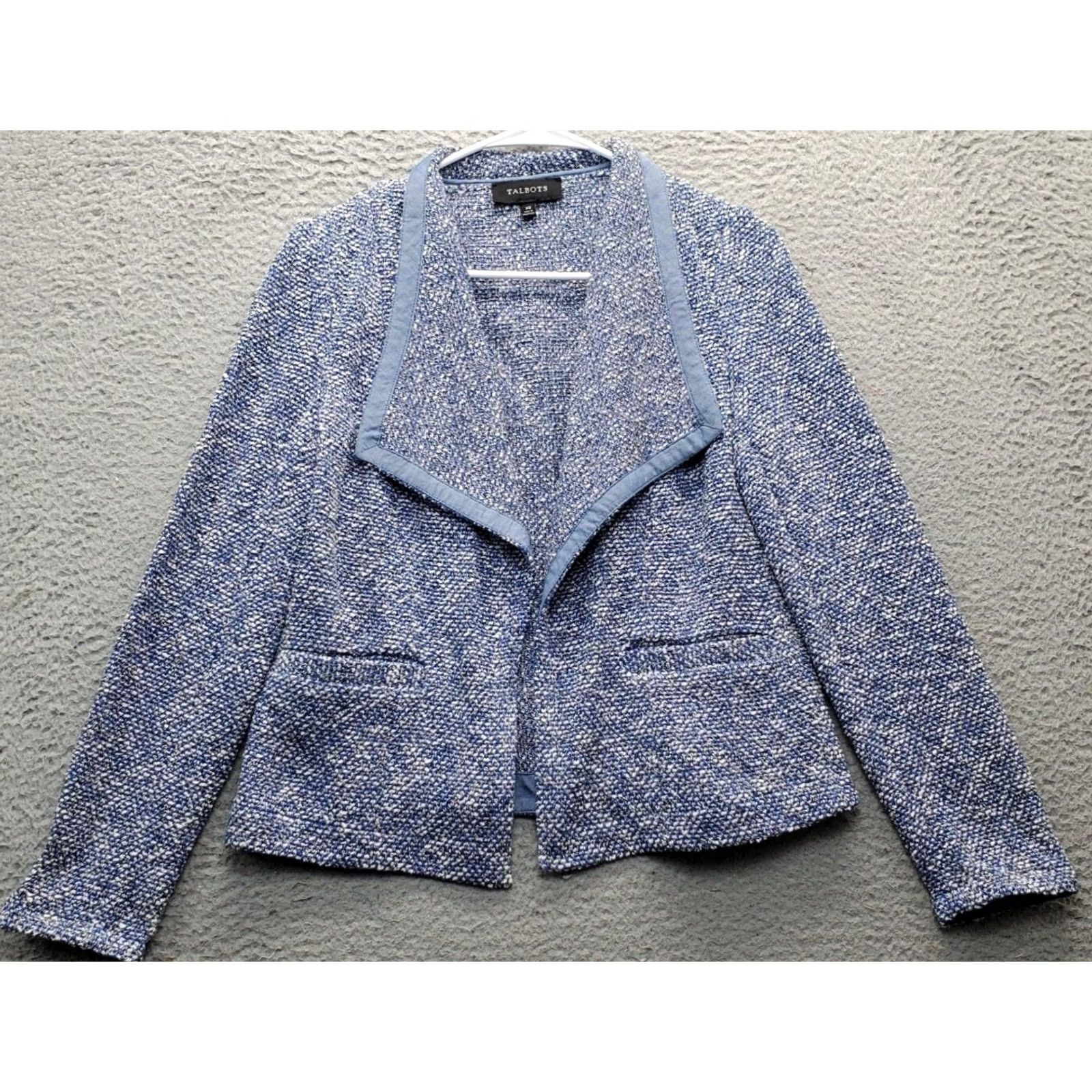 Talbots Talbots Blazer Jacket Women XS Multi Textured Tweed Long Sleeve Open Drape Front: Womens Size XS Size XS / US 0-2 / IT 36-38 - 2 Thumbnail
