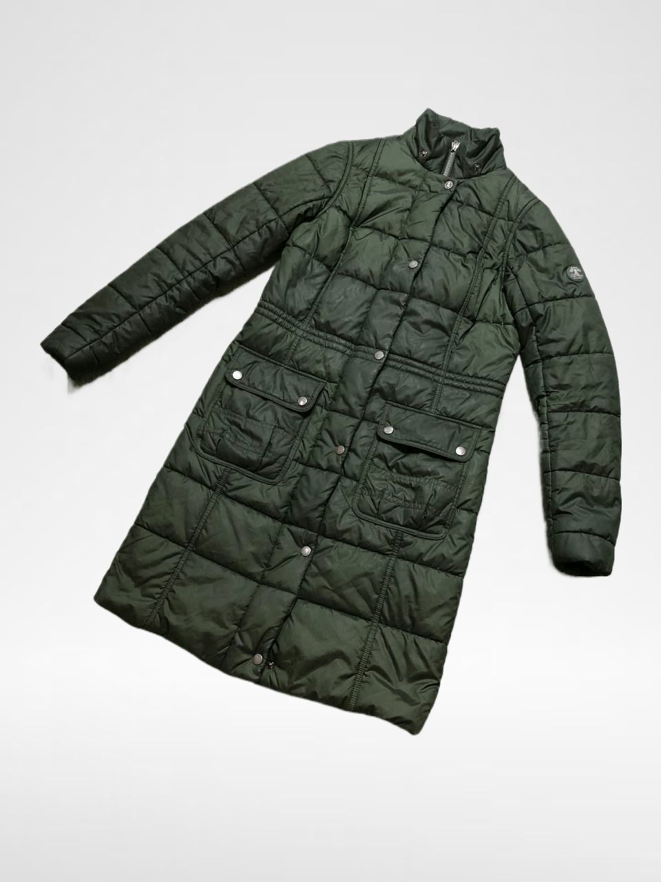 VINTAGE Green Zip Down Jacket Logo BARBOUR Y2K
