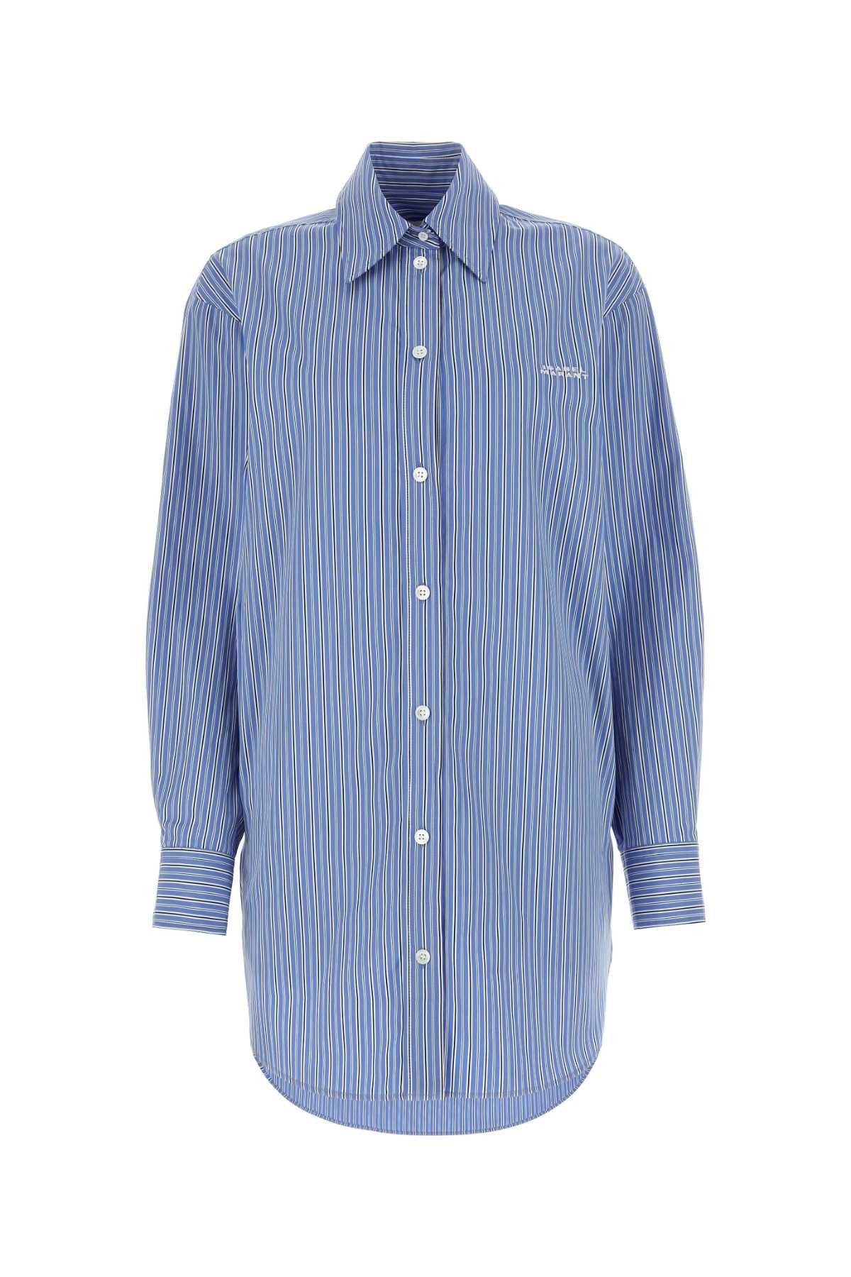 image of Isabel Marant Embroidered Poplin Cylvany Shirt in Stripped, Women's (Size XS)