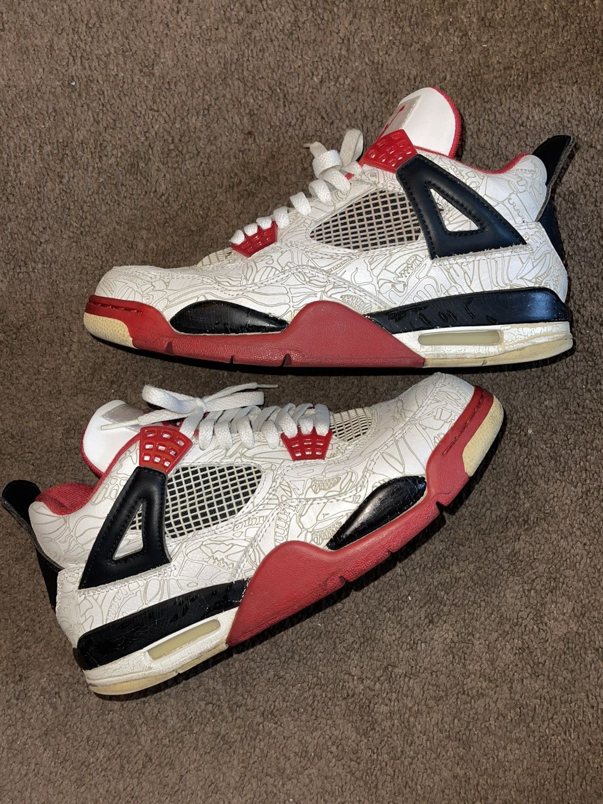 Jordan Brand Vintage Nike Air Jordan 4 White Laser 2005 Y2K white red Size US 8 / EU 41 - 1 Thumbnail
