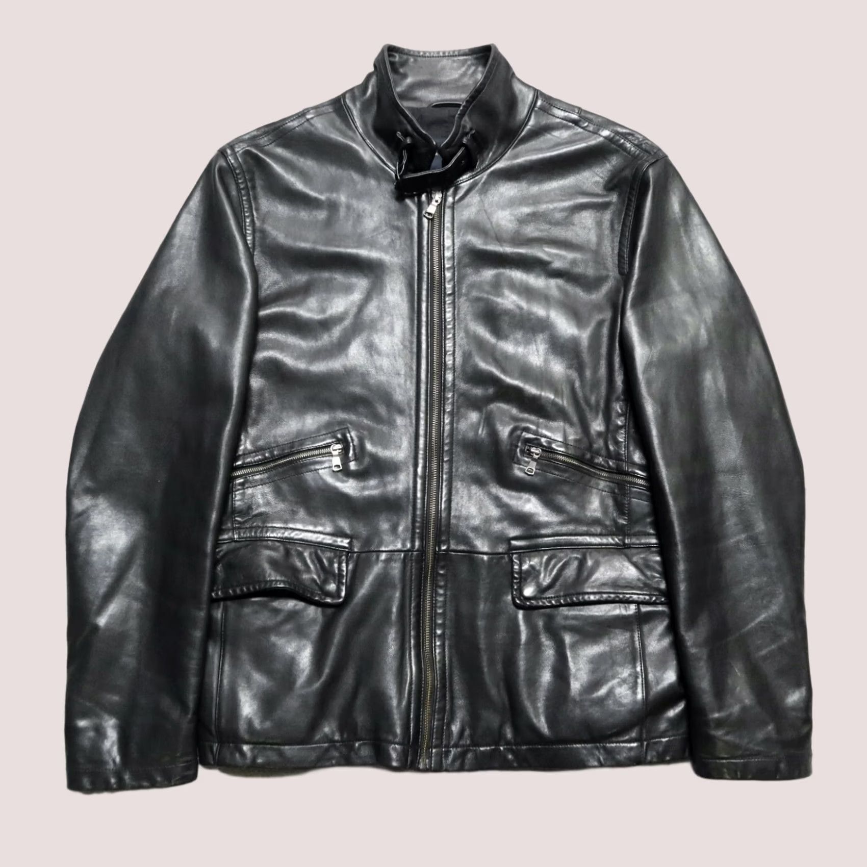 Banana Republic Banana Republic Leather Jacket Men Jacket M Black Vintage Motorcycle Cafe Racer Vtg Womens Mens Size US M / EU 48-50 / 2 - 1 Thumbnail