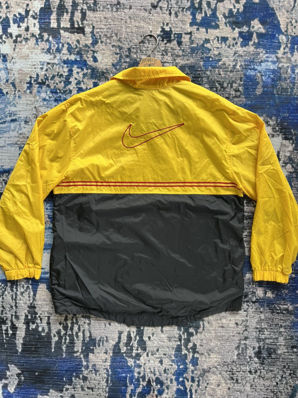 Nike × Vintage RARE Vintage Nike Yellow DHL Big Swoosh Zipper Jacket 90s Size US XL / EU 56 / 4 - 1 Thumbnail