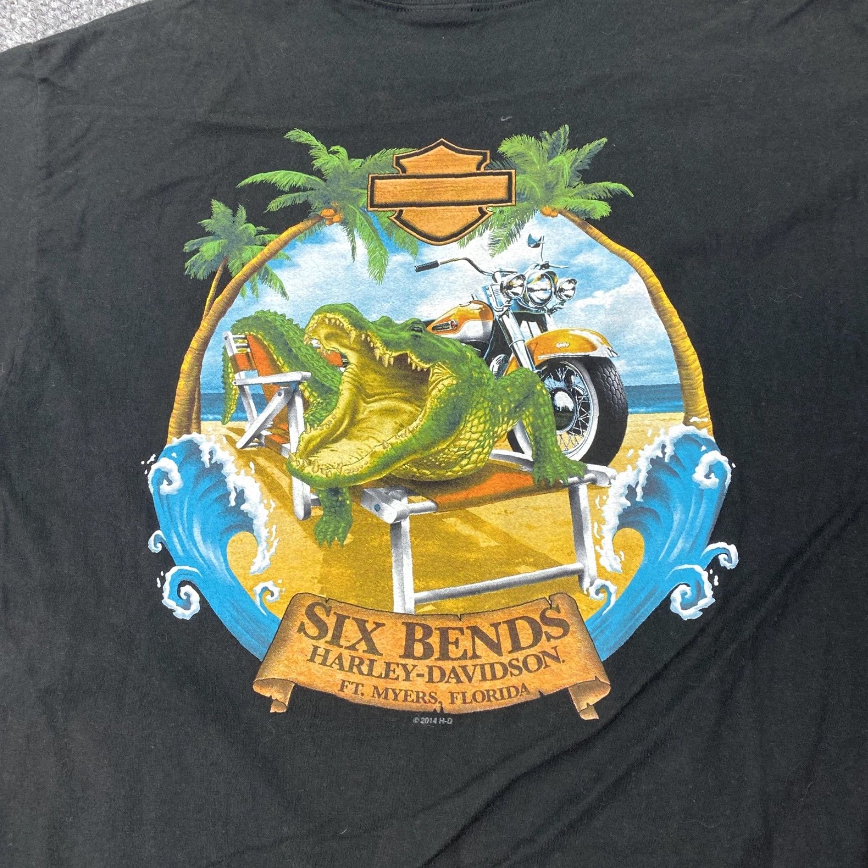 Harley Davidson Harley-Davidson Shirt Adult Large Black Graphic Print T-Shirt Crew Neck Short Sleeve Cotton Jersey Motorcycle Florida Alligator Mens Size US L / EU 52-54 / 3 - 6 Thumbnail