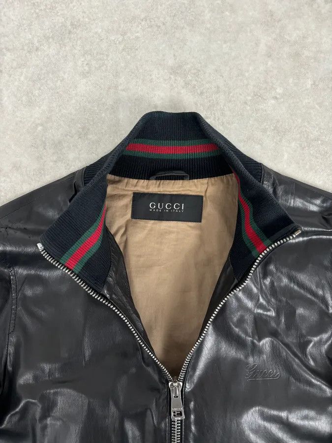 Gucci 2000s Gucci Black Leather Light Bomber Jacket Size US M / EU 48-50 / 2 - 4 Thumbnail