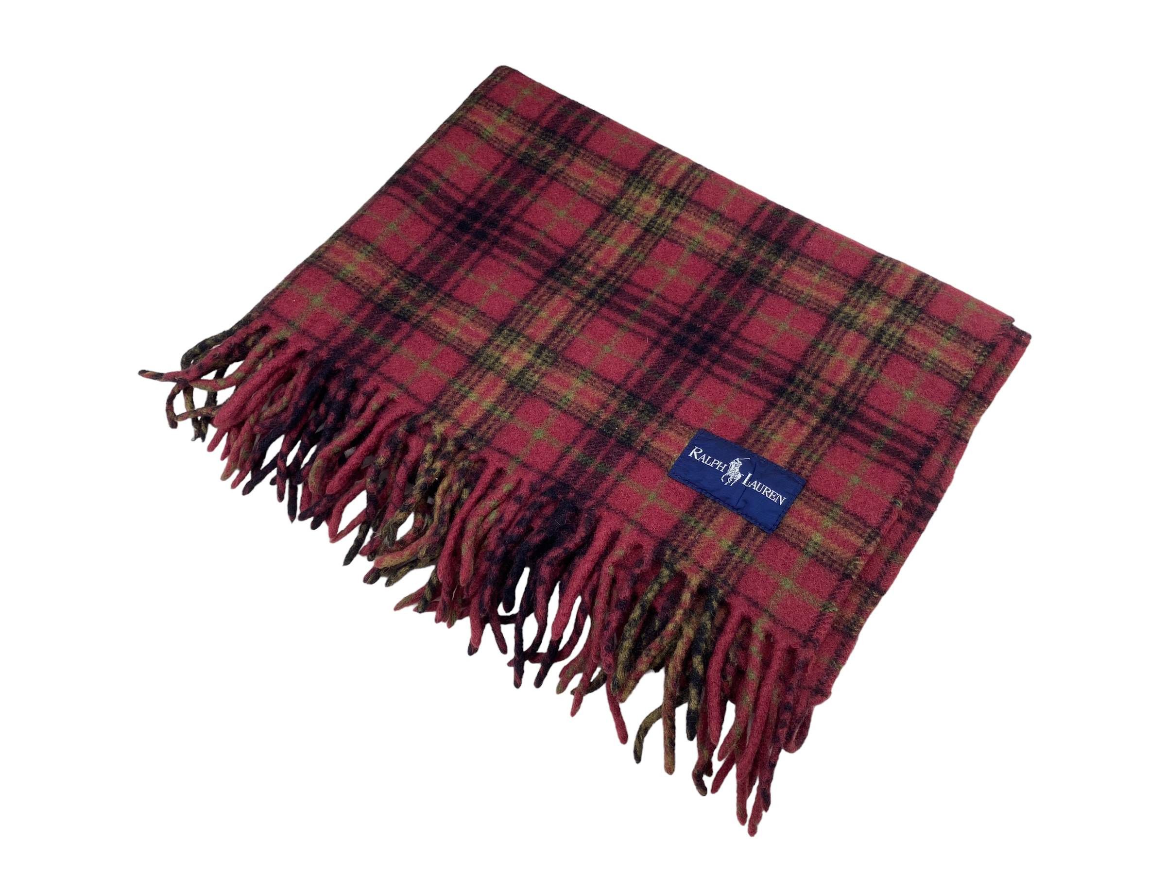 Ralph Lauren × Vintage Ralph Lauren scarf Checkered Pure New Wool Vintage Scarves Size ONE SIZE - 2 Thumbnail