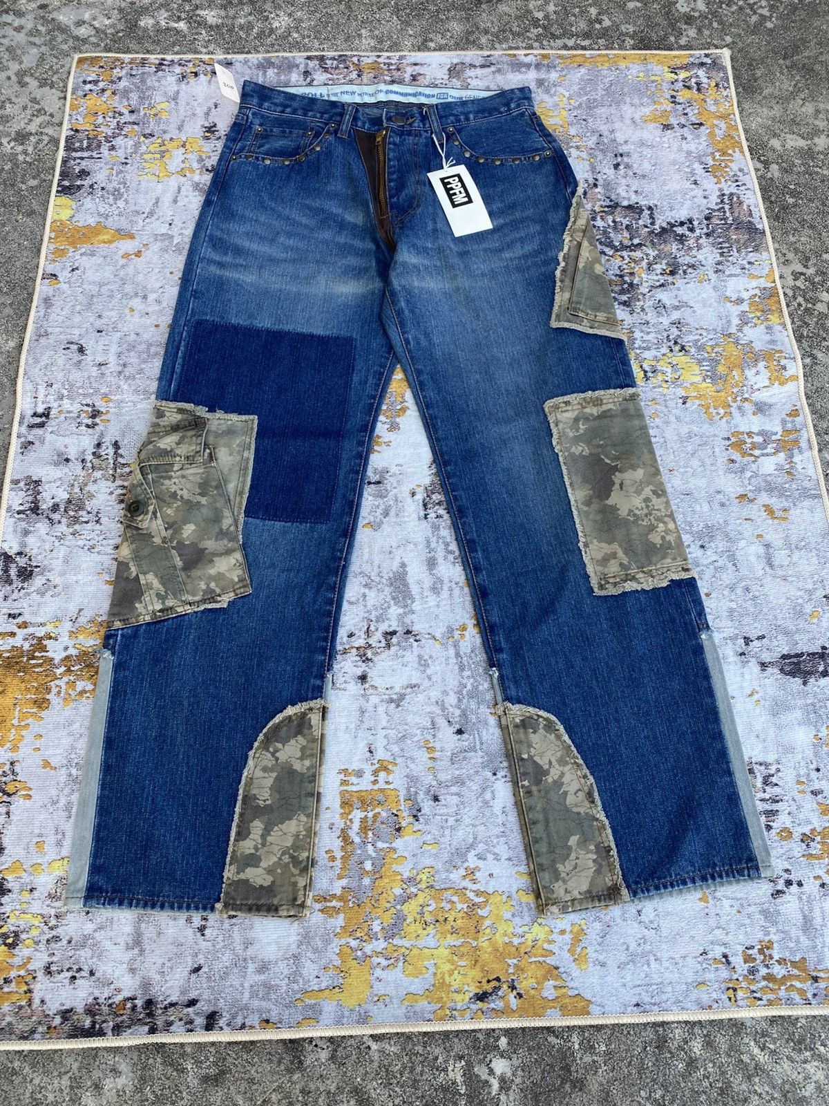 PPFM PPFM patchwork rebuild denim pants camouflage cargo pockets Size US 30 / EU 46 - 2 Thumbnail