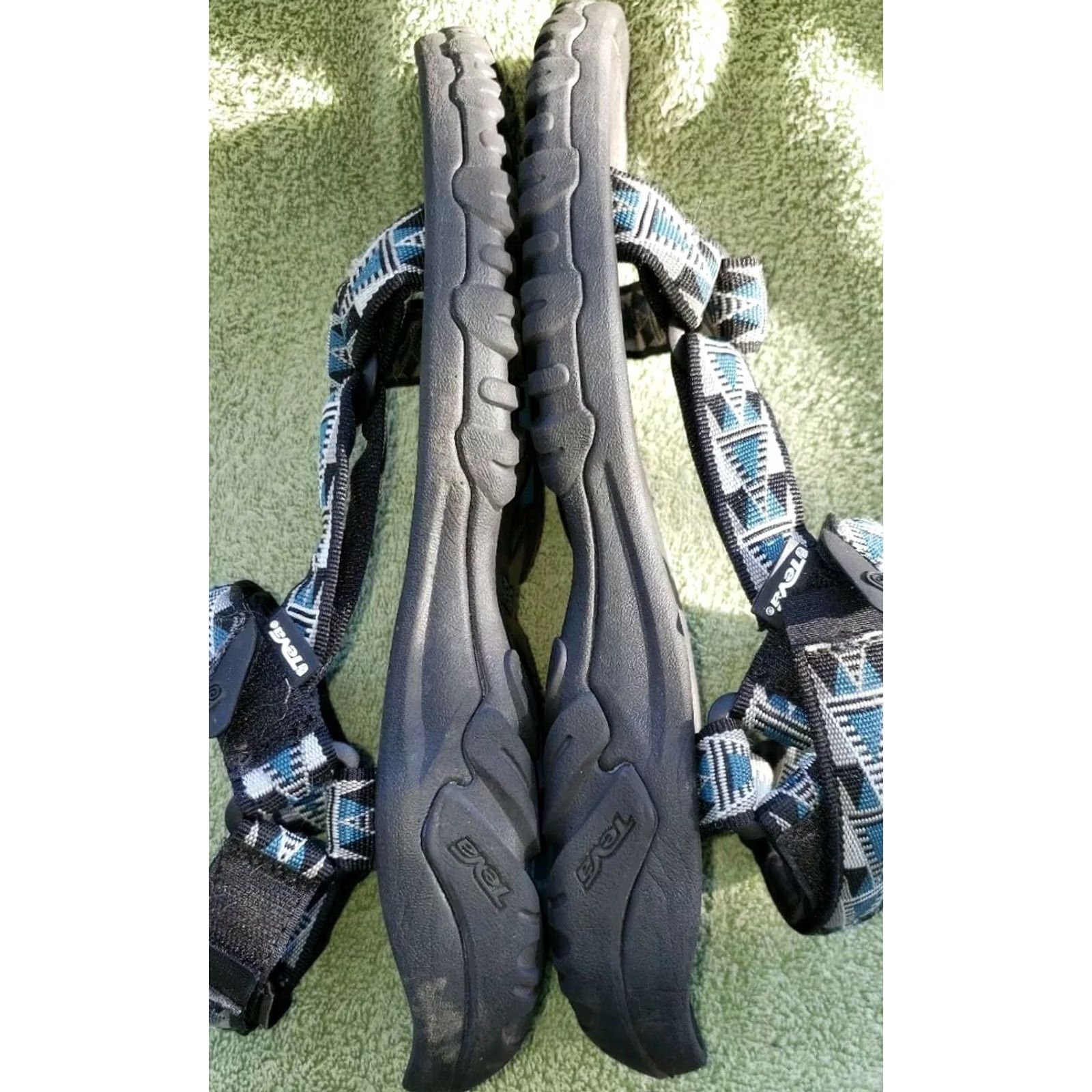 Teva Teva Sandals Main Men's Size 13 Gray Blue Black Strap Roman Style HD Cushioned Footbed Adjustable Hook and Loop Size ONE SIZE - 5 Thumbnail