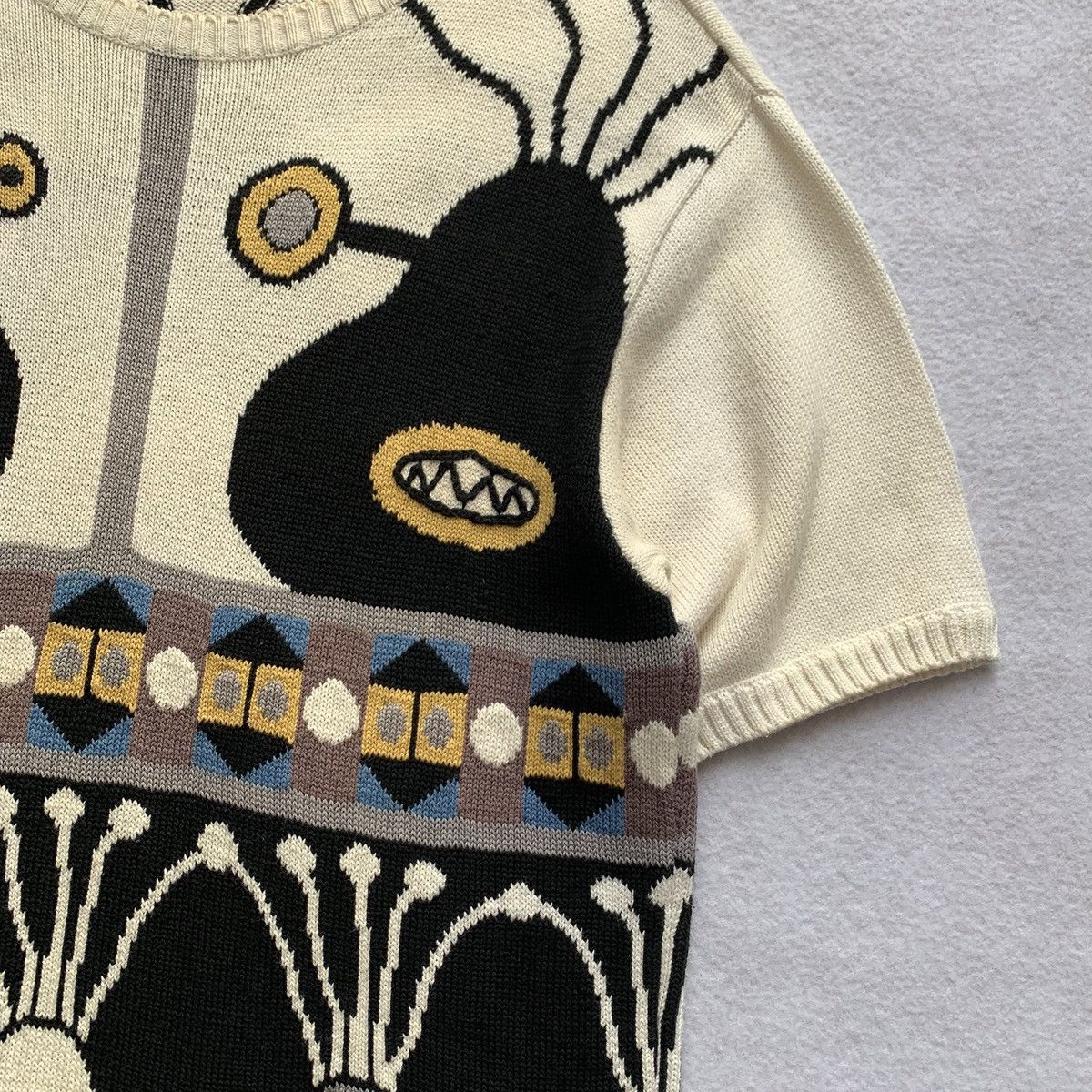 Yoshiyuki Konishi 1980s Ficce (By Yoshiyuki Konishi) Monster Abstract Knit Top Size US L / EU 52-54 / 3 - 5 Thumbnail