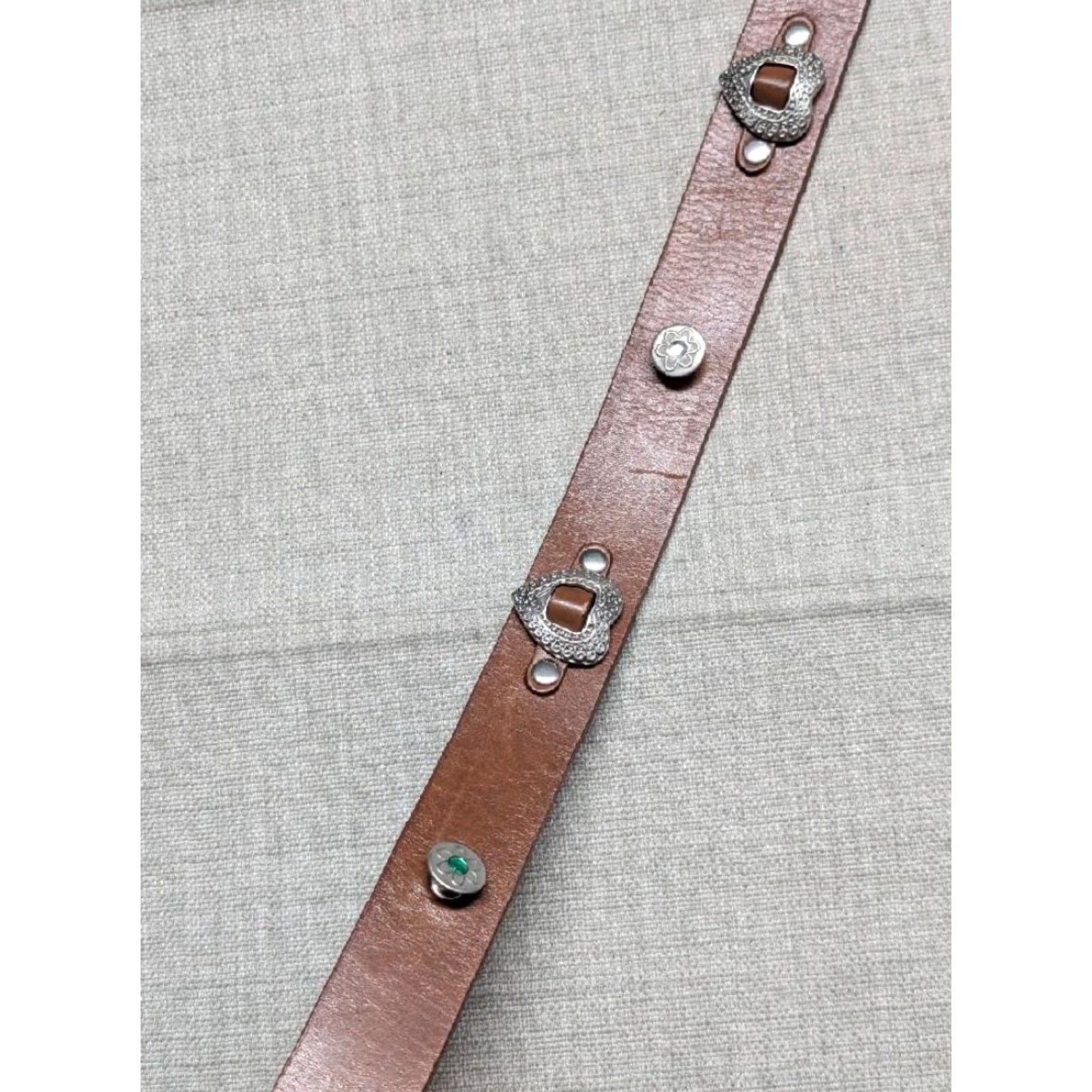Vintage VINTAGE handcrafted brown concho belt western cowhide leather 32 He ARTS Mens Size 32 - 5 Thumbnail
