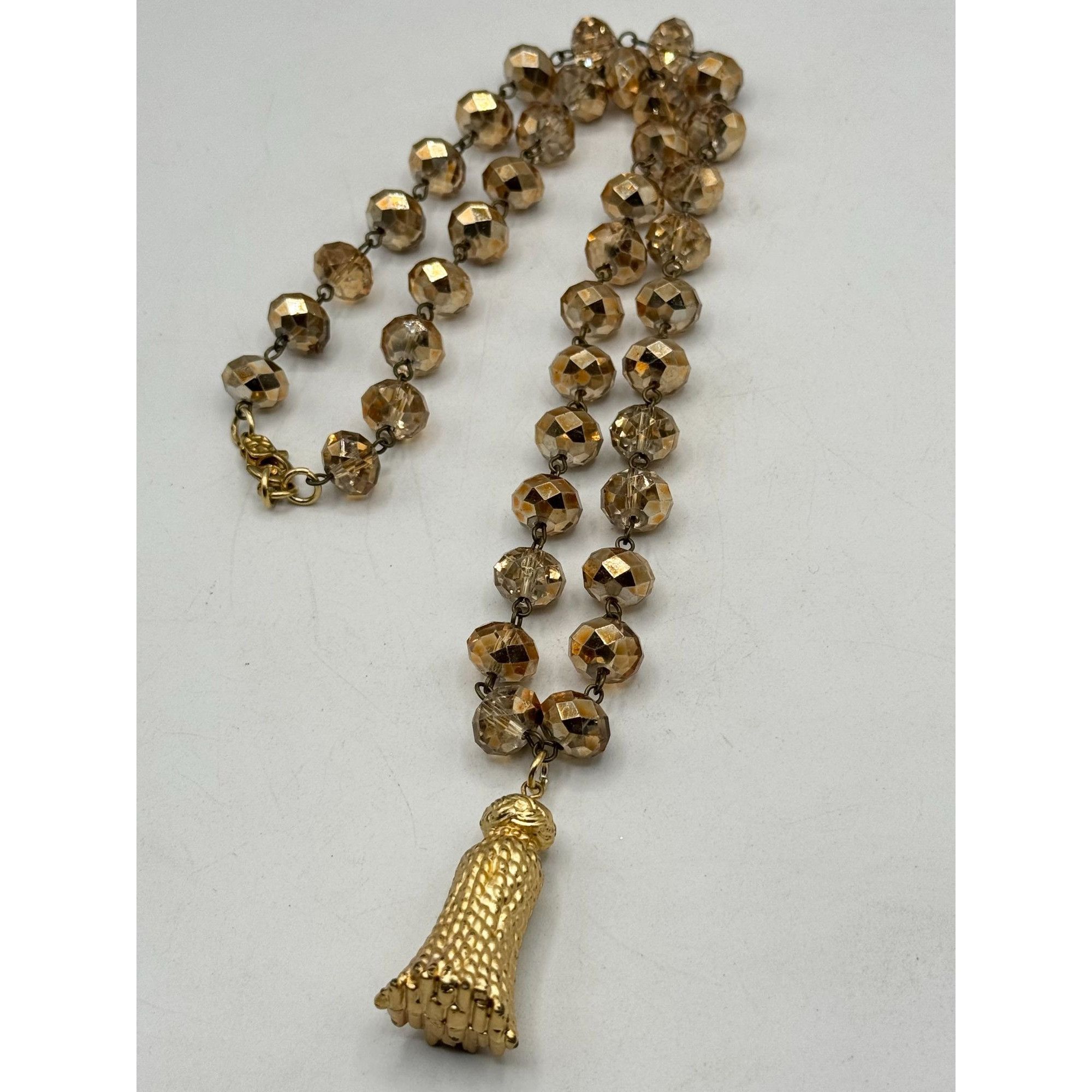 Vintage Vintage gold crystal beaded tassel necklace Size ONE SIZE - 2 Thumbnail