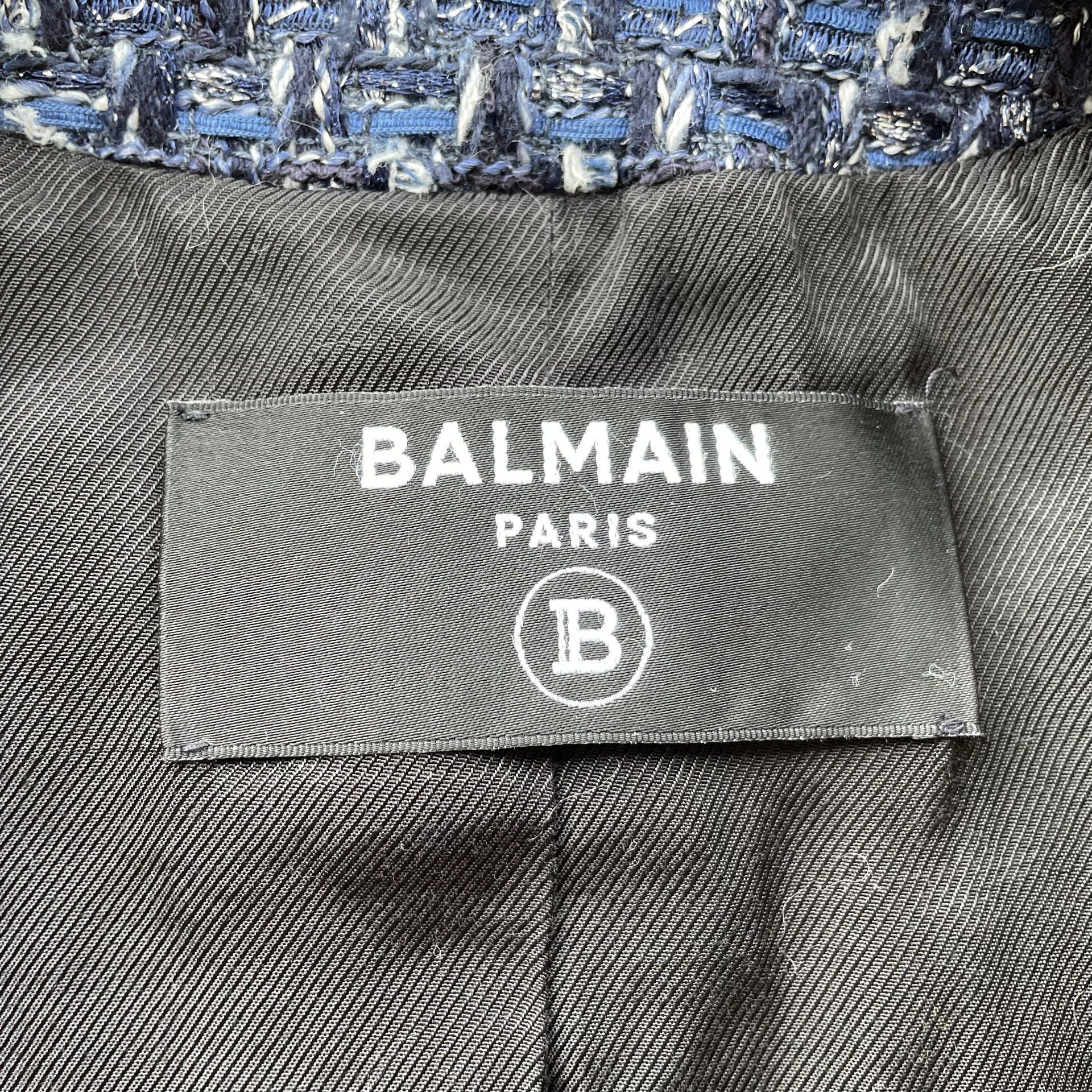 Balmain BALMAIN tweed single-breasted fringe jacket wmn's blue 34 Size XXS / US 00 / IT 34 - 5 Thumbnail