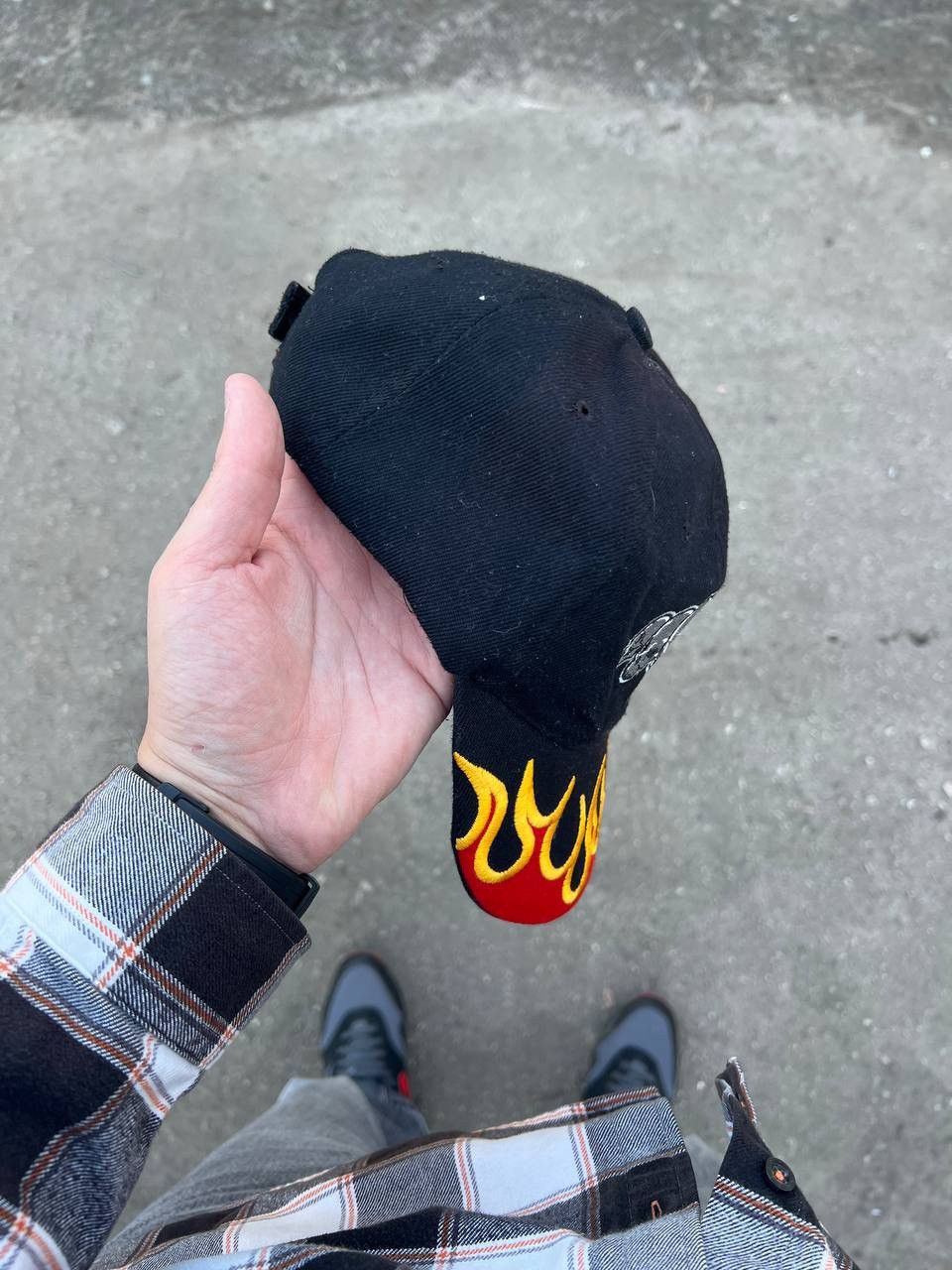 Vintage VERY RARE SCULL FLAME CAP FIRE DESIGNER RETRO JAPAN STYLE Size ONE SIZE - 3 Thumbnail