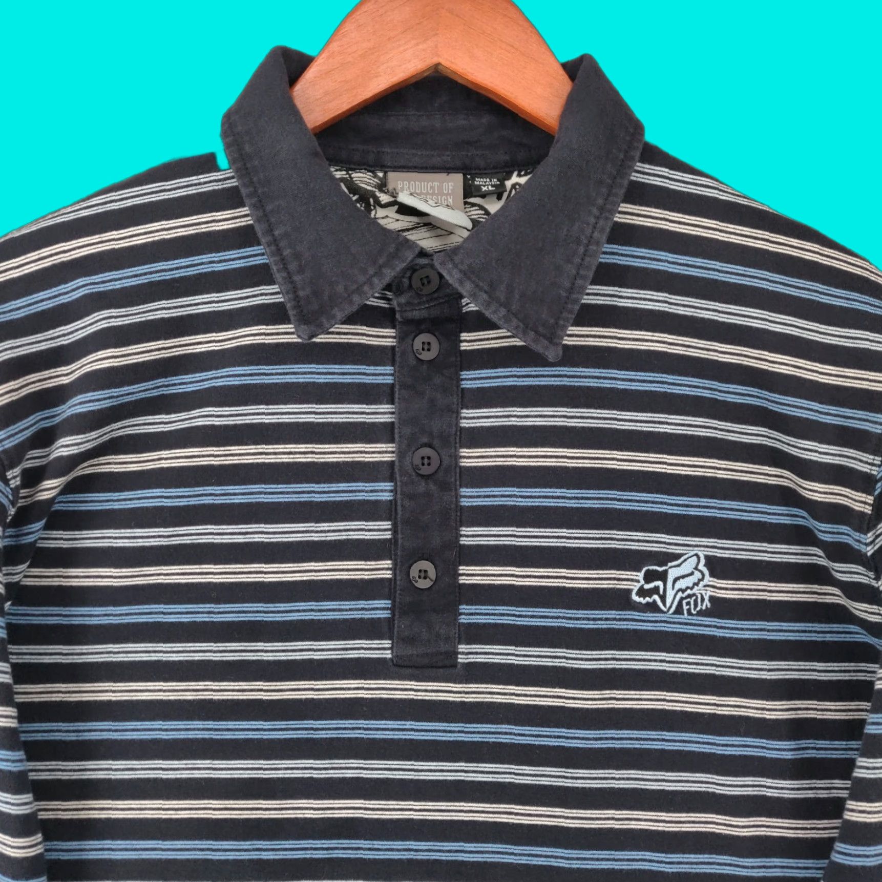 Fox Racing Fox Racing Polo Shirt Mens XL Striped Long Sleeve Polo Casual Outdoor Shirt Size US XL / EU 56 / 4 - 1 Thumbnail