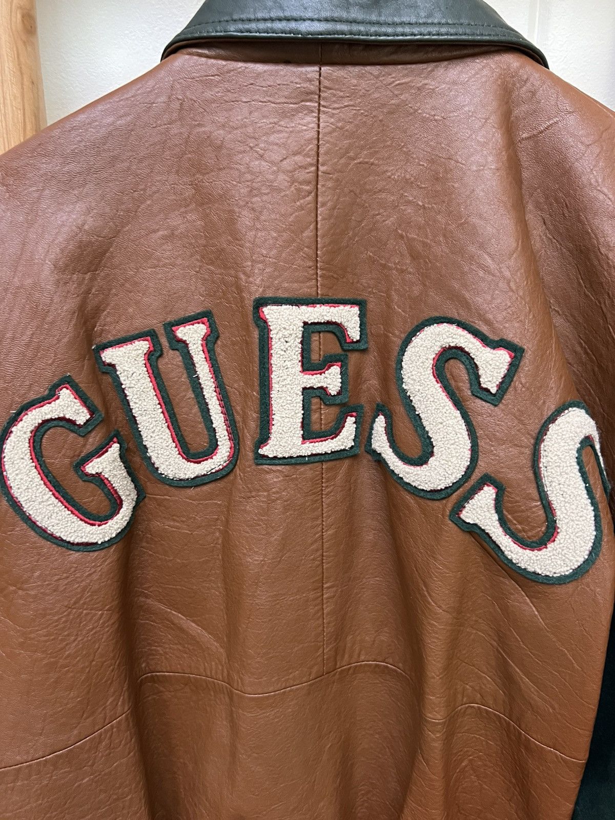 Guess VINTAGE GUESS LEATHER VARSITY JACKET Size US L / EU 52-54 / 3 - 6 Thumbnail