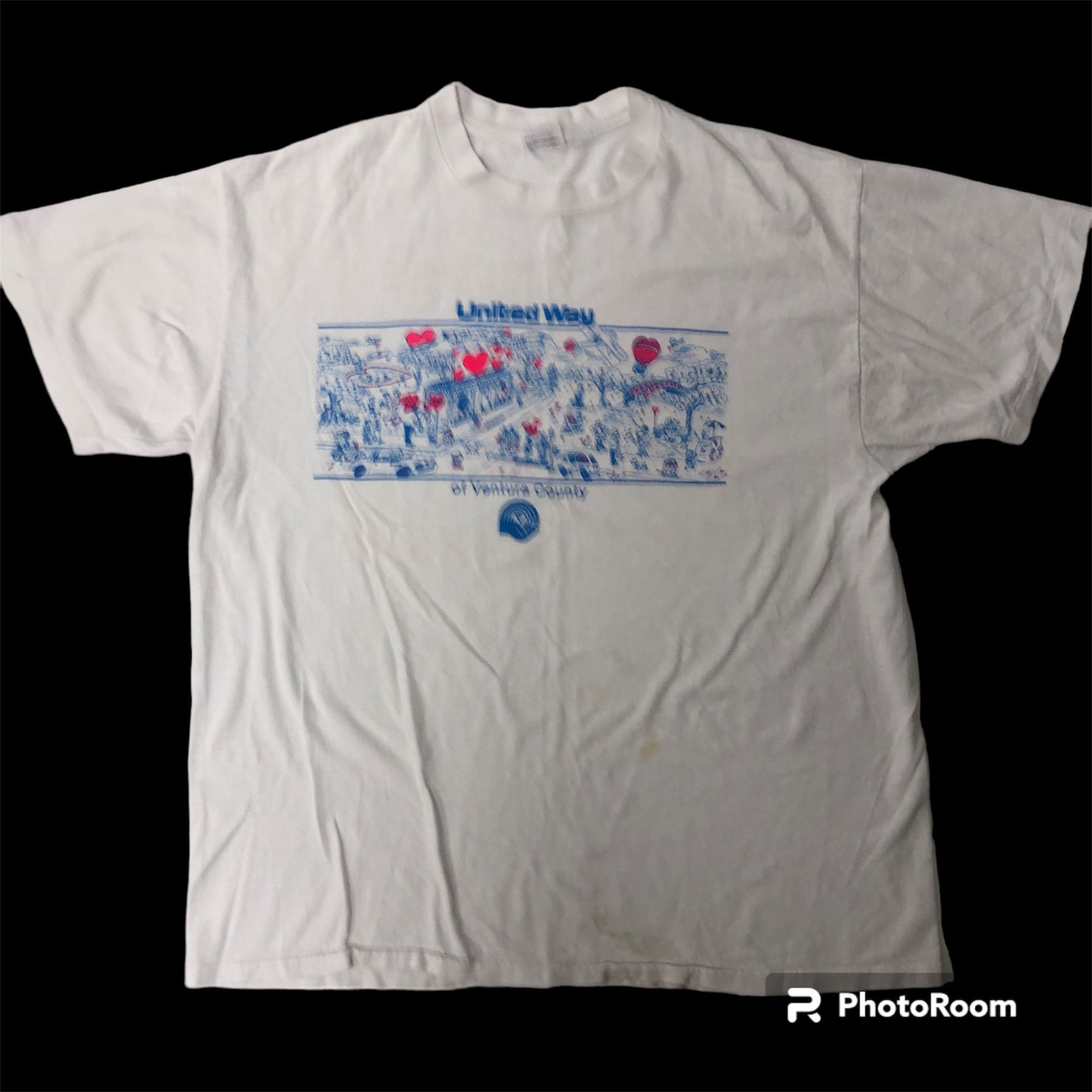 90's Stedman White Neon Pink UNITED WAY Ventura Fair T Shirt