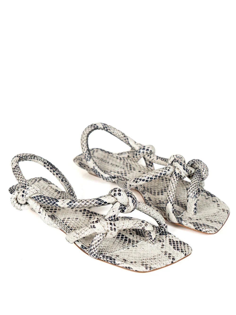 Bottega Veneta o1y0725 Leather Sandals in White/Black Size US 6 / IT 36 - 2 Thumbnail