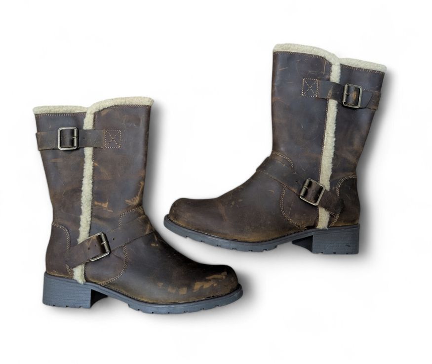 Clarks CLARKS Engineer Boots Biker Boots Fur Trimmed Size US 8.5 / IT 38.5 - 12 Thumbnail