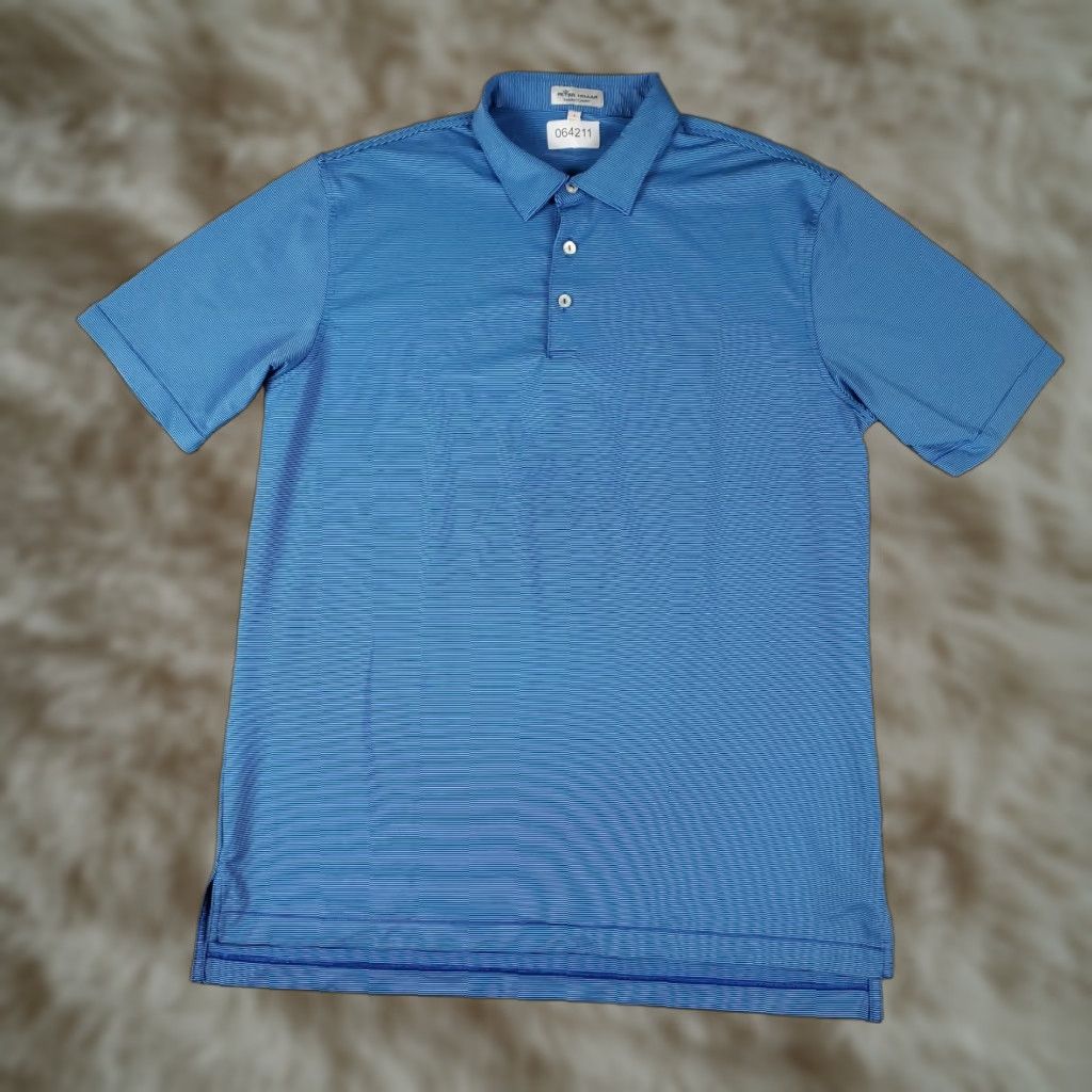 Peter Millar Peter Millar Polo Shirt Mens Large Blue Striped Summer Comfort Golf Short Sleeve Shirt Mens Blue Striped Polo L Size US L / EU 52-54 / 3 - 1 Thumbnail