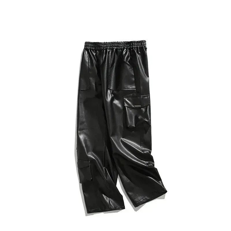 Japanese Brand × Vintage Avant garde multi pocket cargo pu leather pants Size US 30 / EU 46 - 2 Thumbnail