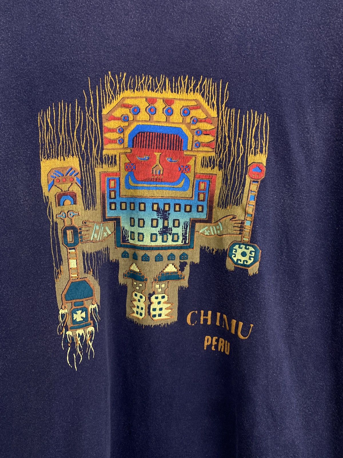 Vintage 🇵🇪 Vintage 90s Chimu Peru Machu Picchu T-Shirt Aboriginal Y2K Size US M / EU 48-50 / 2 - 4 Thumbnail