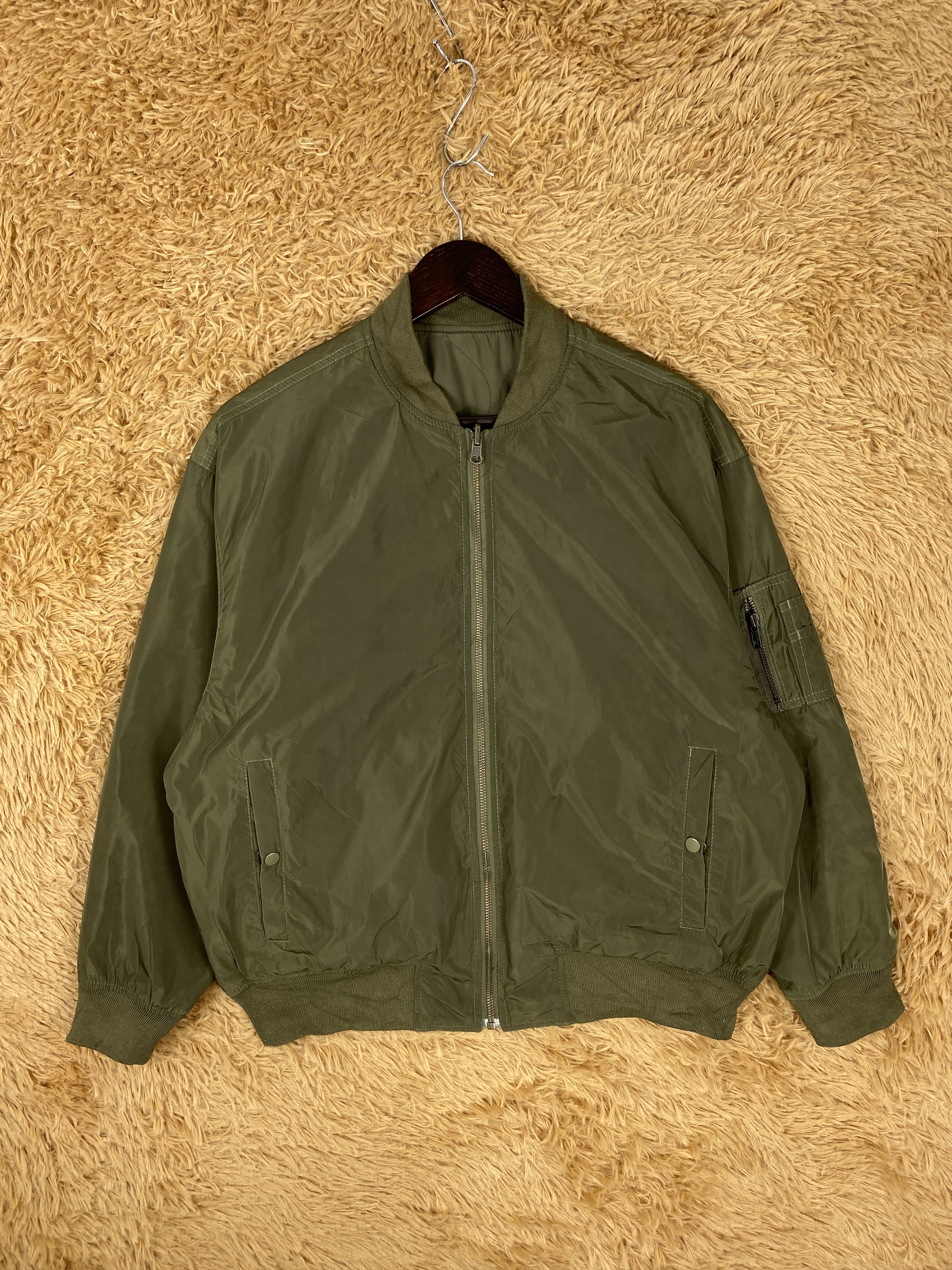 image of Gu Reversible Military Bombers Jacket in Miltary Green, Men's (Size Small)