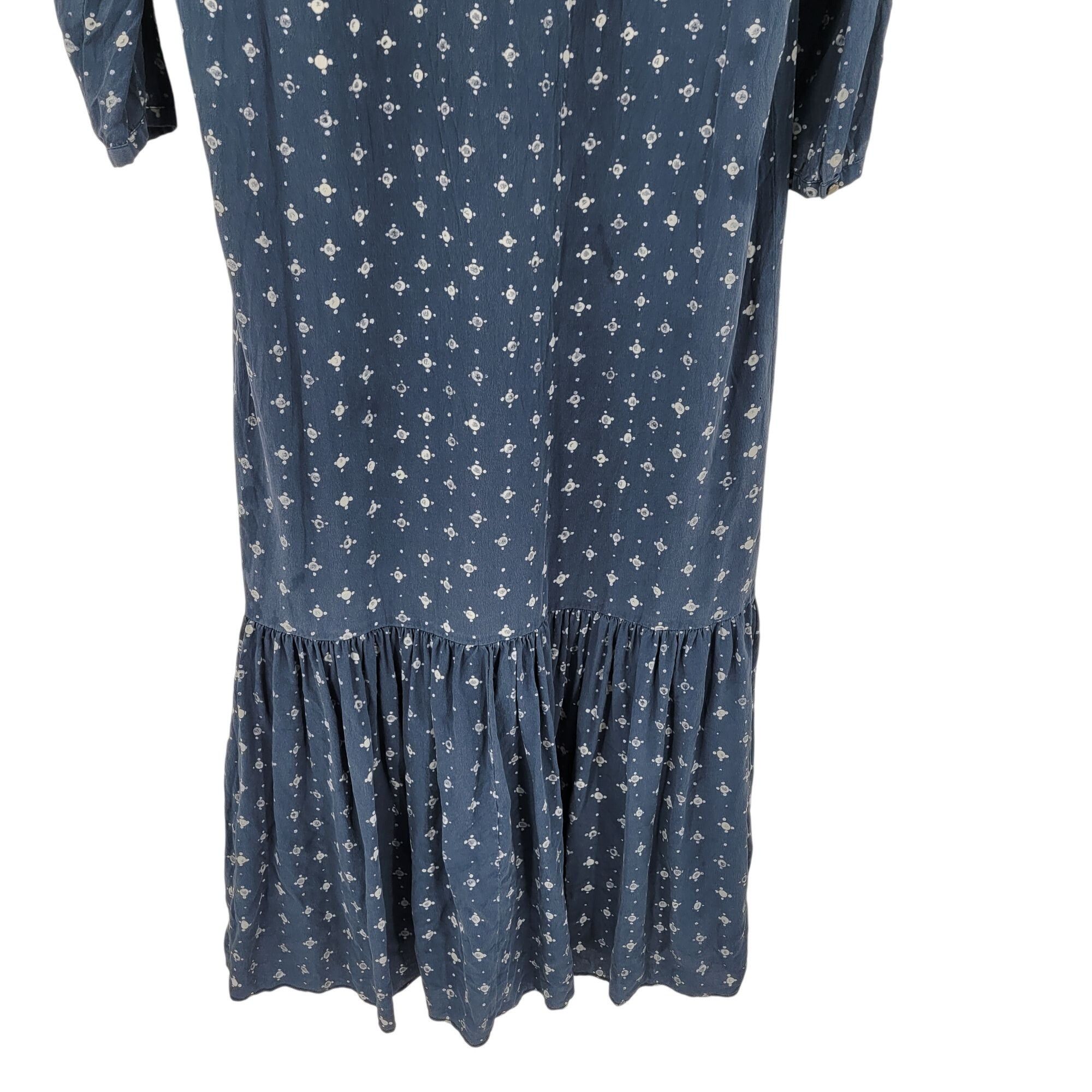 Madewell Madewell Womens Silk Medallion Dot Maxi Dress Blue Sz 4 Tier Size S / US 4 / IT 40 - 14 Thumbnail