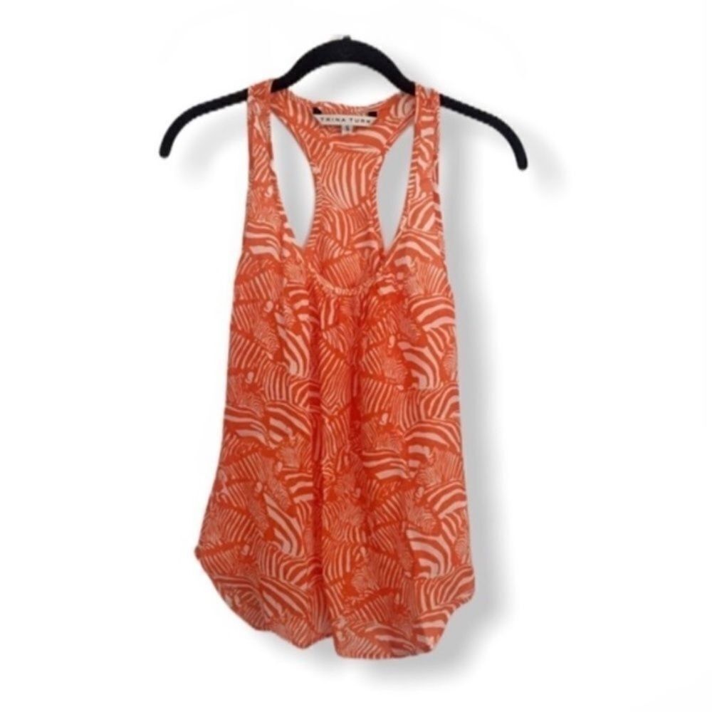 Trina Turk Trina Turk Women’s Silk Racerback Tank Top Size S – Orange & Size S / US 4 / IT 40 - 3 Thumbnail