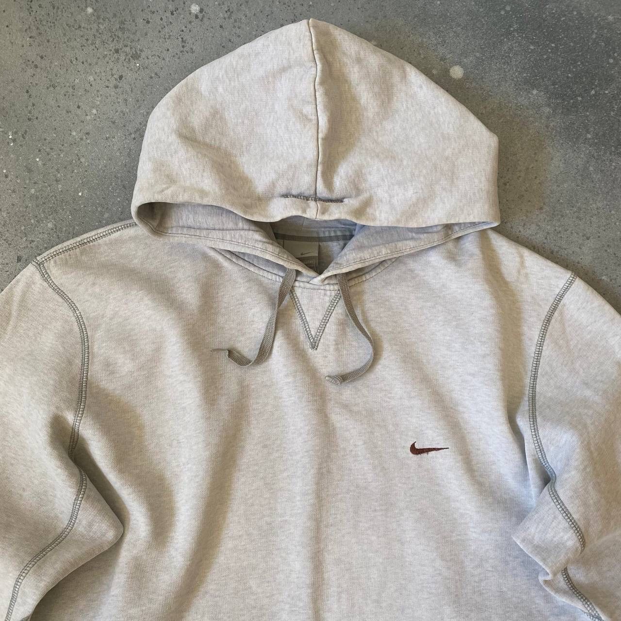 Nike × Vintage 90s Nike Vintage Swoosh Logo Hoodie (Drill/Gorpcore) Y2K Size US L / EU 52-54 / 3 - 5 Thumbnail