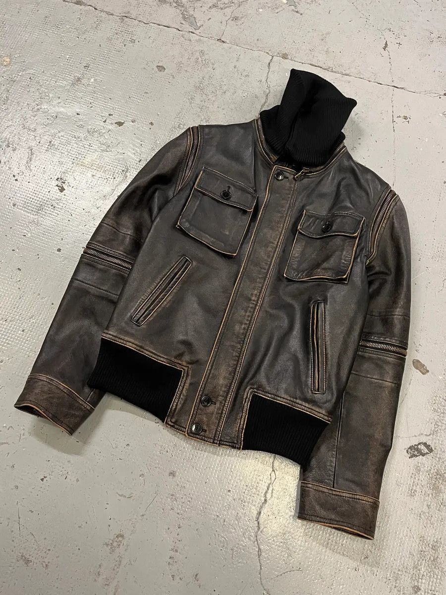 Dolce & Gabbana AW2003 Dolce & Gabbana Brown Horse Leather Zip Detachables Sleeves Jacket Size US M / EU 48-50 / 2 - 8 Thumbnail