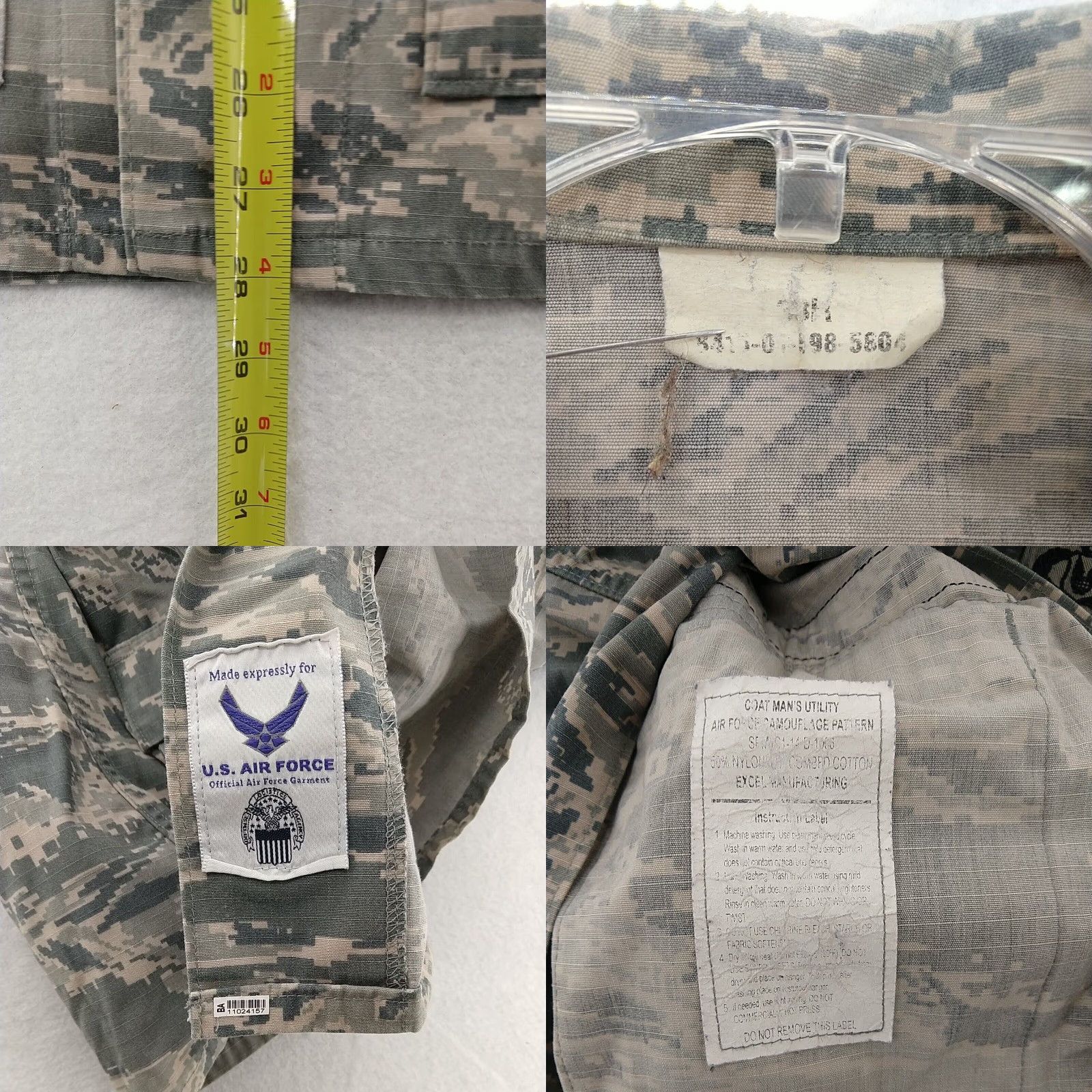 Vintage US Air Force Camouflage Shirt Master Sergeant Tiger Strip Long Sleeve Adult Large Camo Mens Size US L / EU 52-54 / 3 - 8 Thumbnail