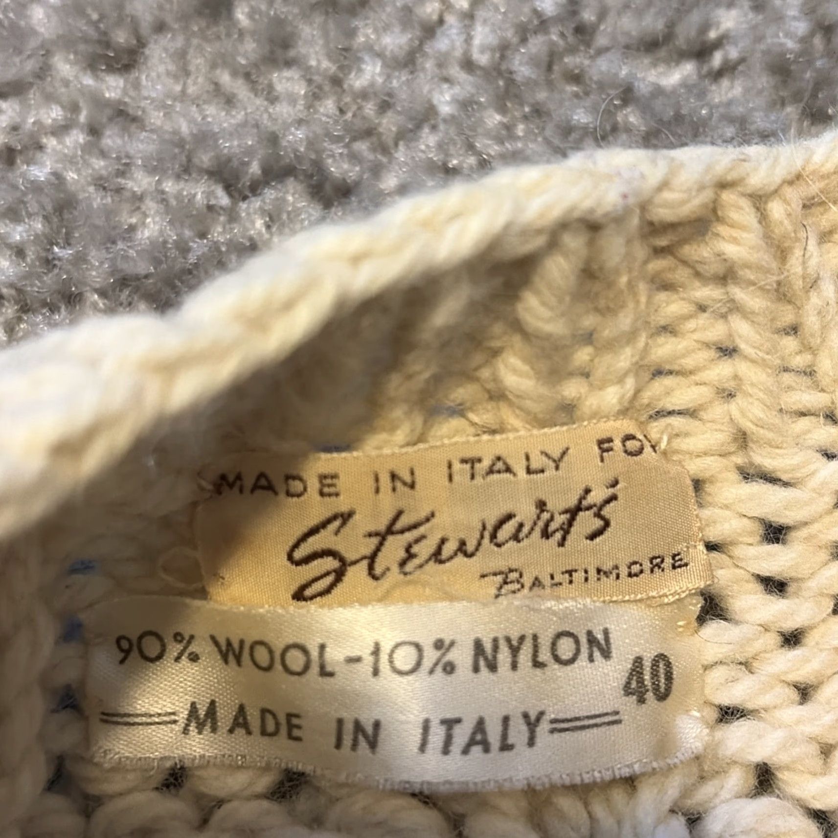 Vintage VINTAGE Stewart’s Baltimore Cream White Knit Cardigan Wool Pullover Unisex Adults S 1950s Italy Mens Womens Boys Girls Size S / US 4 / IT 40 - 7 Thumbnail