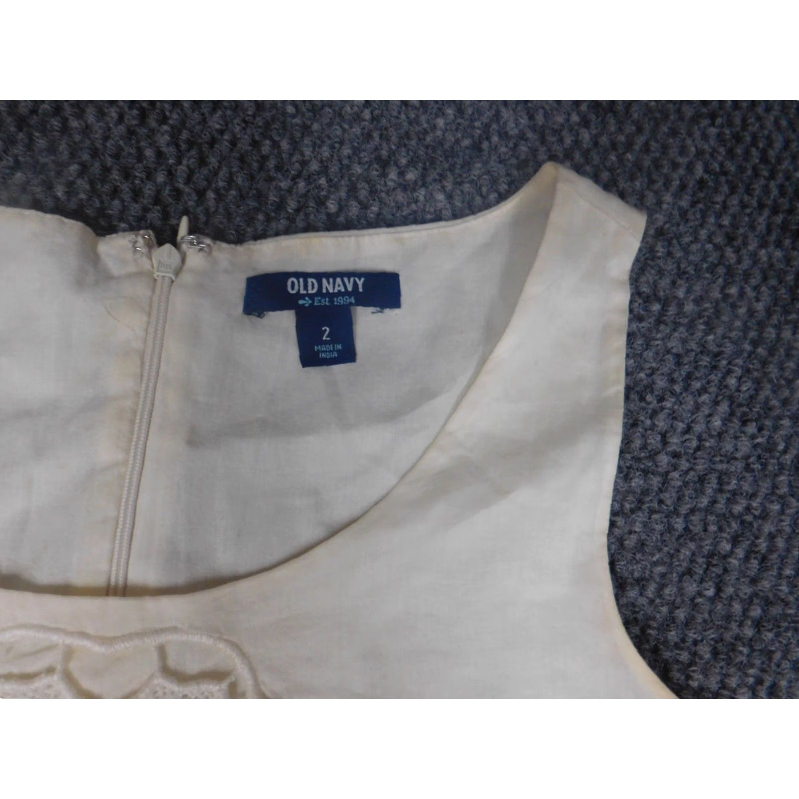 Old Navy Old Navy Womens Dress A-Line Sleeveless White Knee Length Zip Crew Neck Ruffle Lined Cotton Rayon Vintage: No Regular Size 2 Womens Size XS / US 0-2 / IT 36-38 - 6 Thumbnail