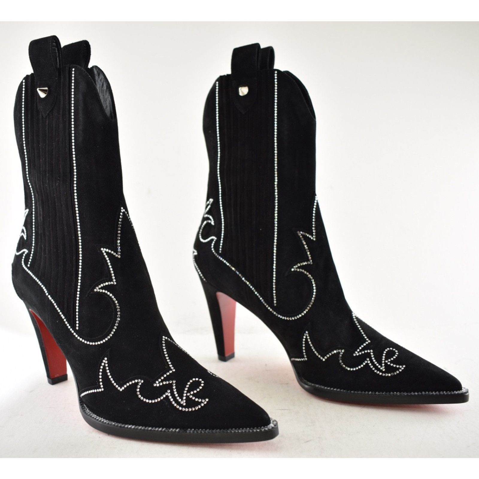 Christian Louboutin Christian Louboutin Santigag Strass Black Suede Boot 36 Size US 5 / IT 35 - 4 Thumbnail