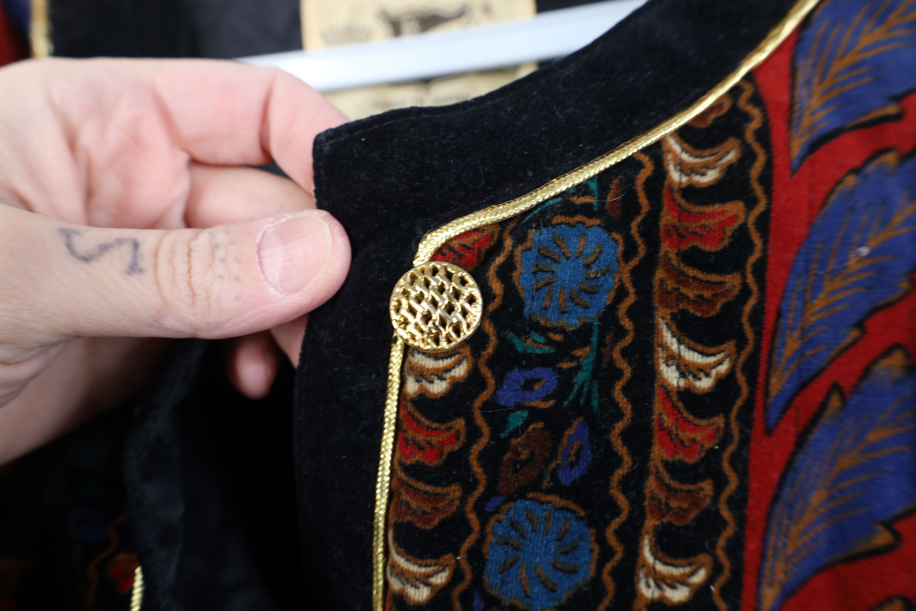 Vintage 70s Streetwear Velour Paisley Flower Blazer Jacket