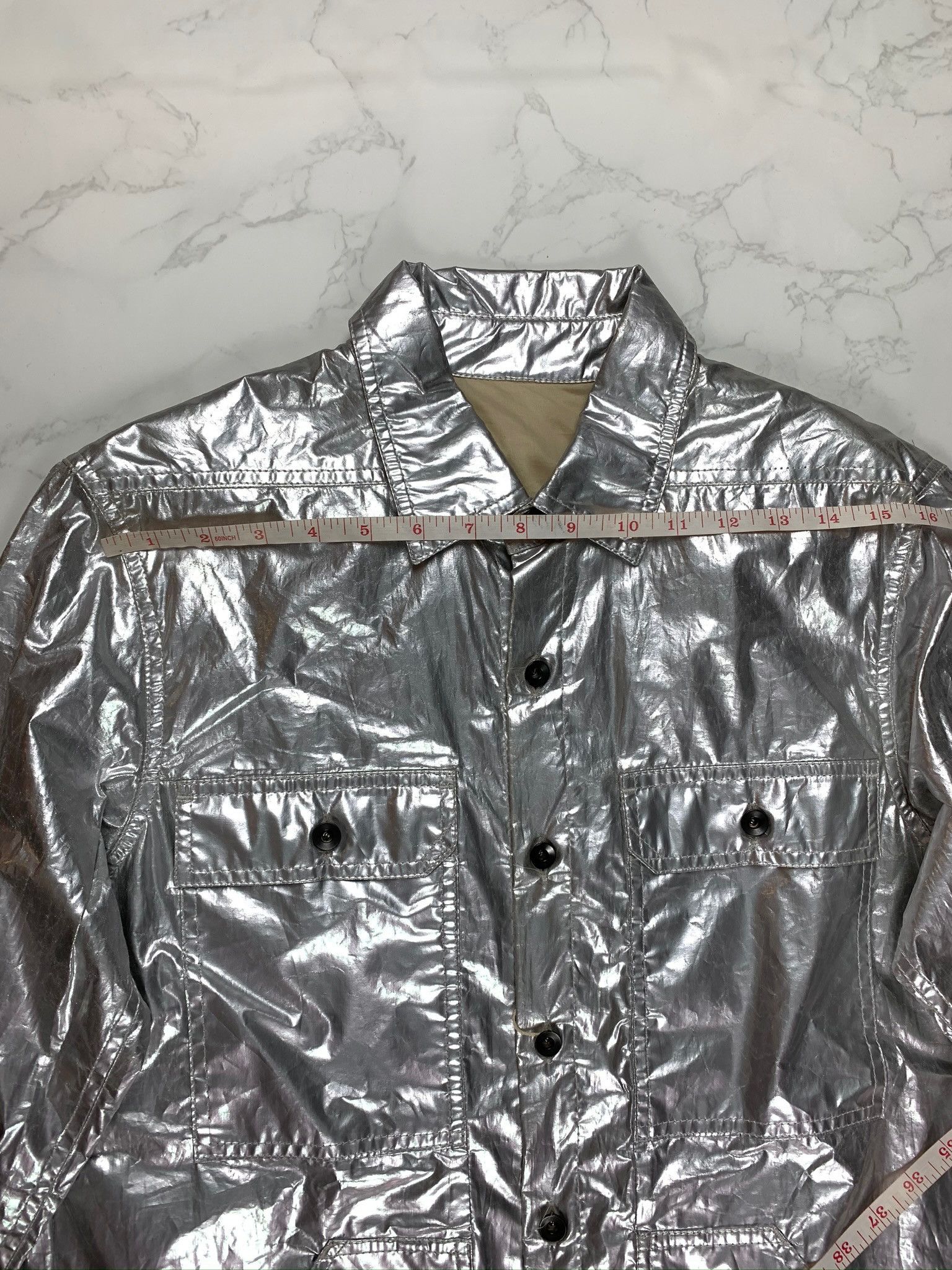 Rick Owens × Rick Owens Drkshdw 🔥80% OFF🔥 Rick Owens Silver Cargo Pocket Overshirt Size US XS / EU 42 / 0 - 3 Thumbnail