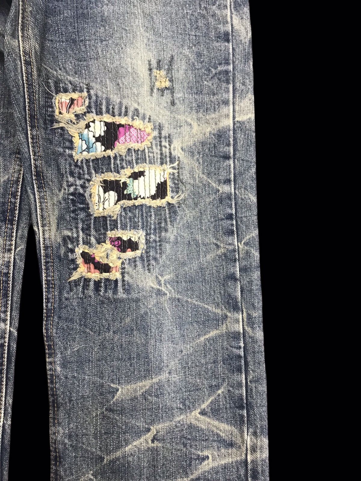 Designer 💥DENIM ART💥PLAYCHESS Rare Distressed Boro Style Denim F177 Size US 31 - 6 Thumbnail