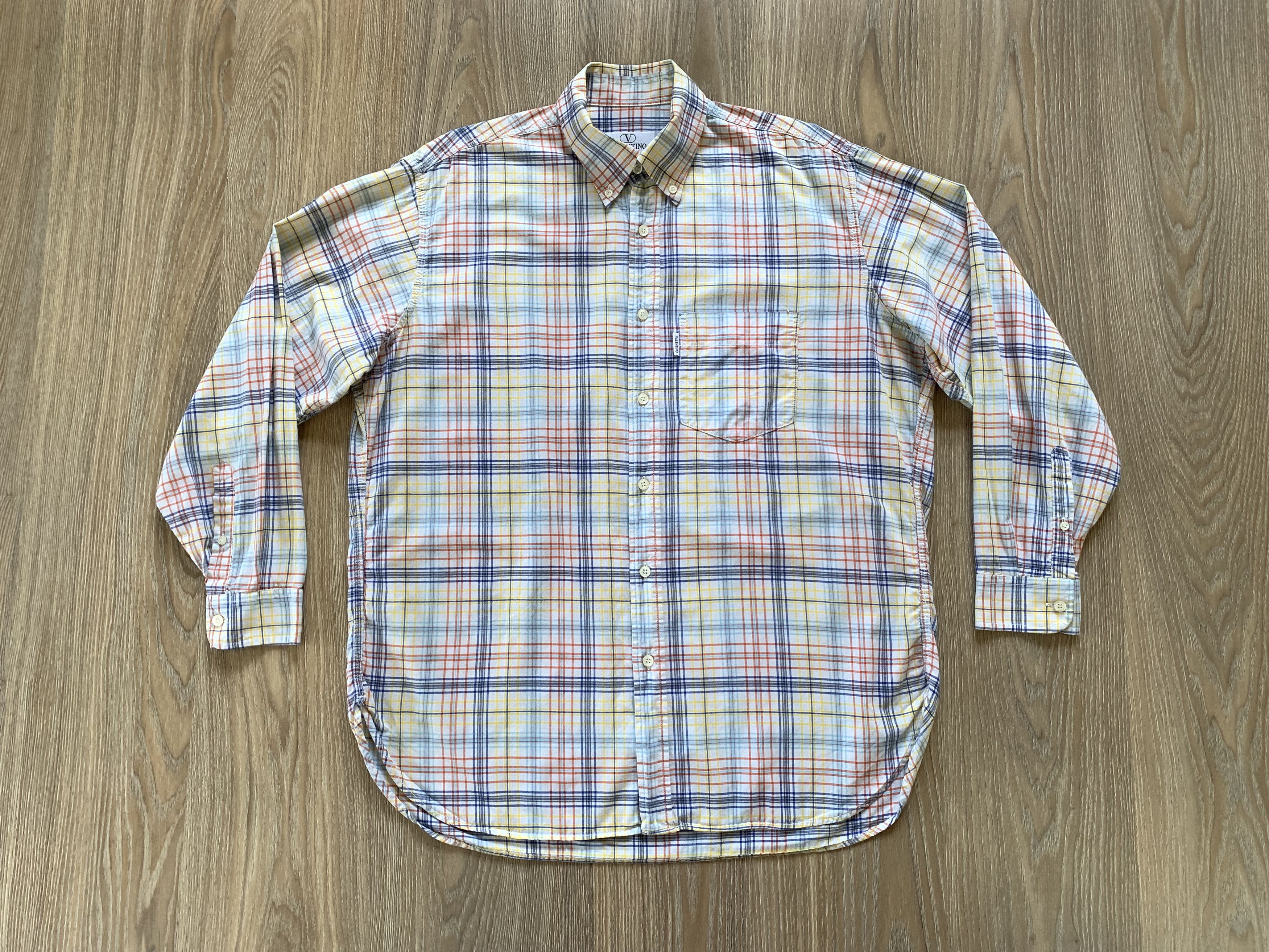 Valentino × Vintage Valentino Vintage Short Sleeve Plaid Cotton Shirt Size US L / EU 52-54 / 3 - 2 Thumbnail