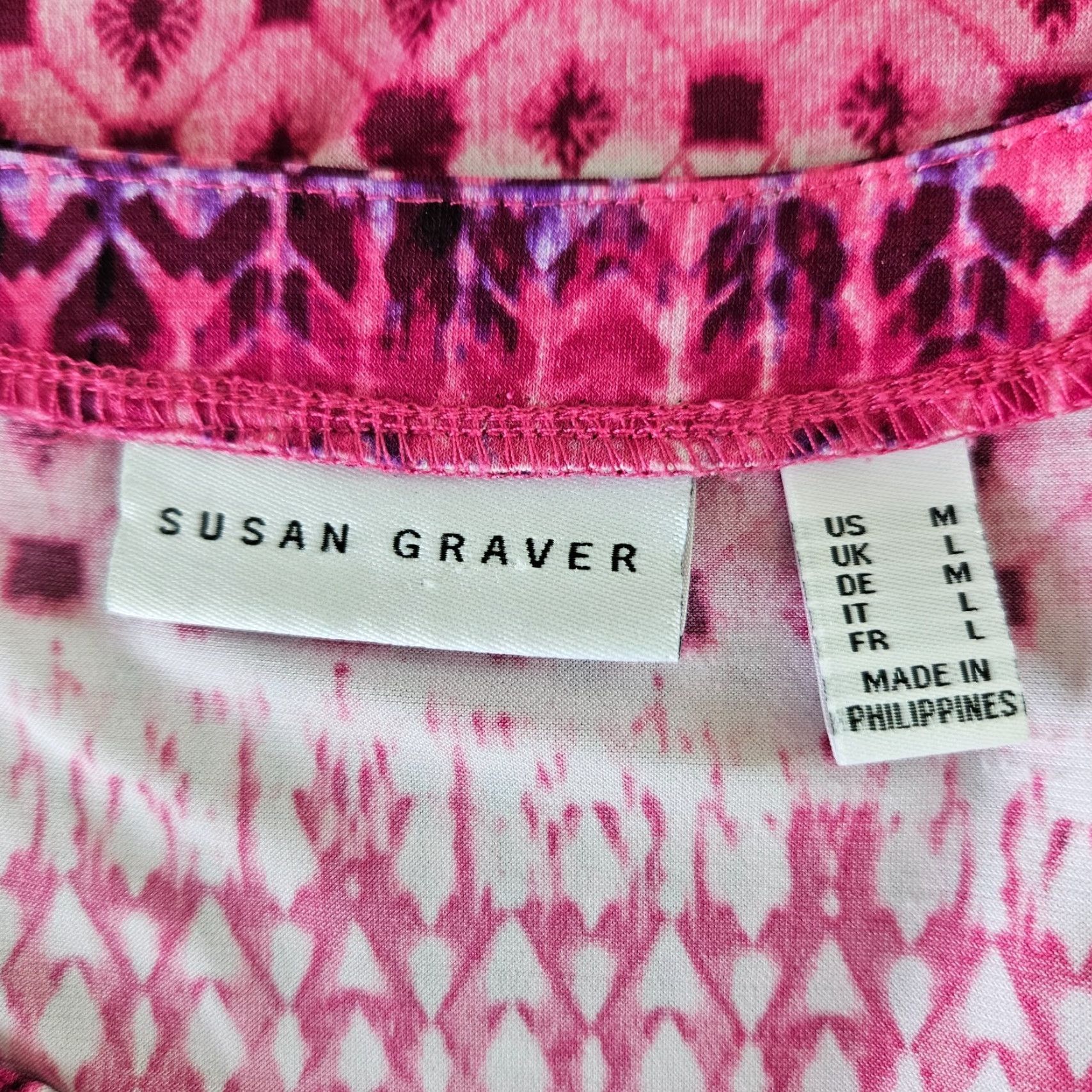 Vintage Susan Graver Blouse Womens Top Medium Pink Purple Half Sleeves Shirt Adult M Pink Size M / US 6-8 / IT 42-44 - 5 Thumbnail