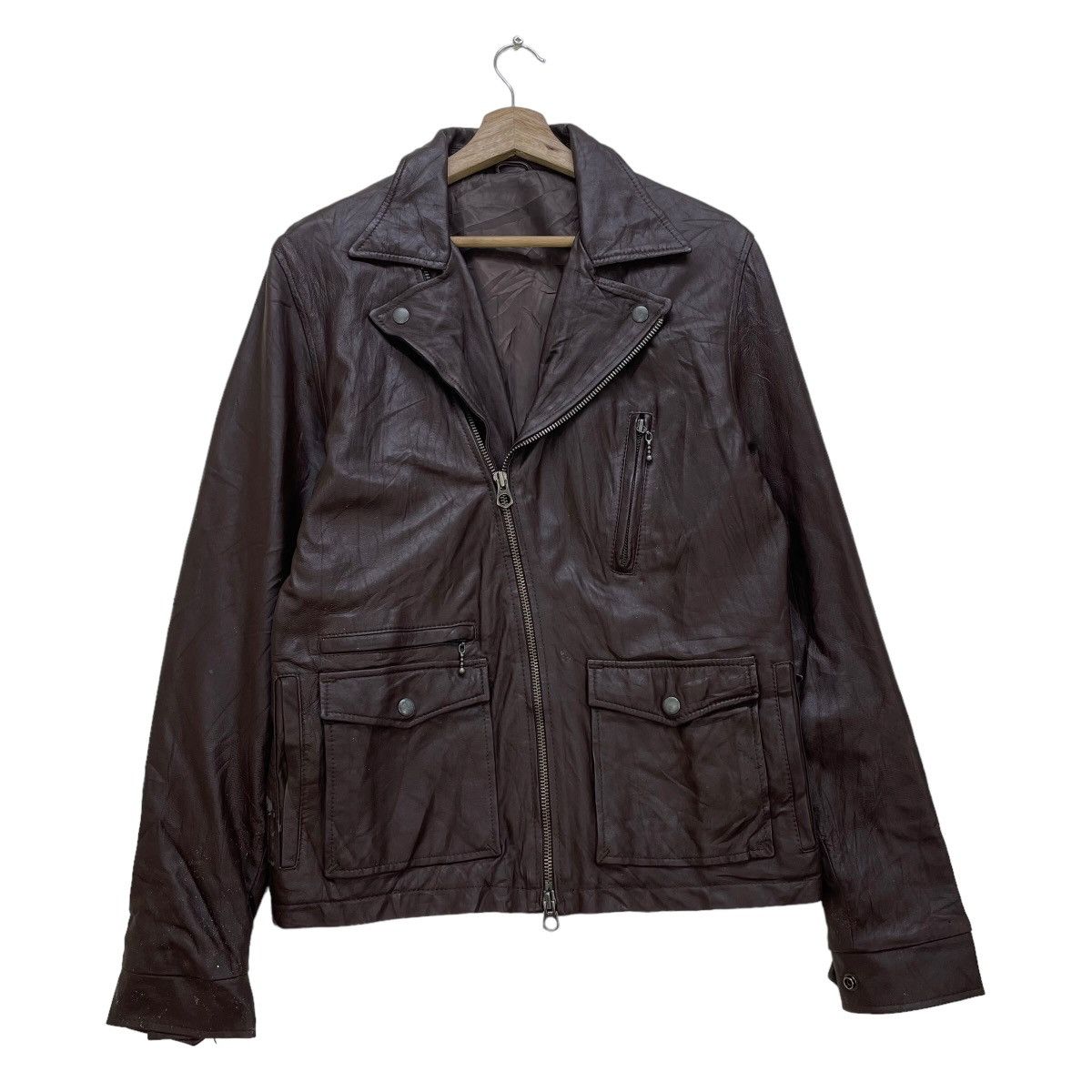 Japanese Brand × Leather Japanese Brand Leather Jacket Zip Ideal Size S / US 4 / IT 40 - 1 Thumbnail