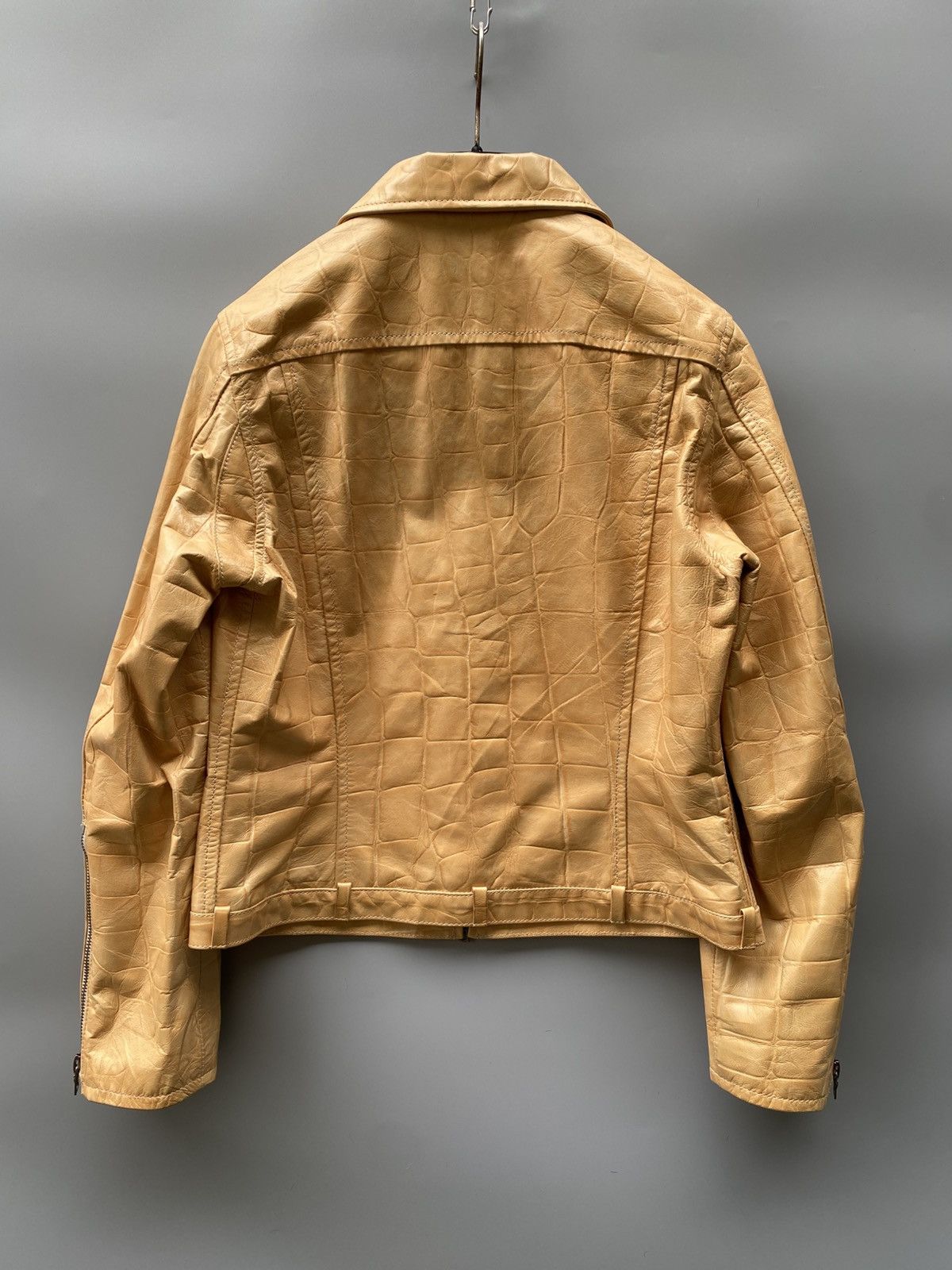 KEITAMARUYAMA 2000s Embossed Croc Effect - Leather Trucker Jacket Size S / US 4 / IT 40 - 2 Thumbnail